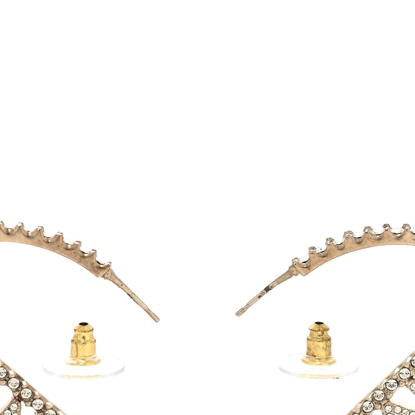 Metal Crystal CC Star Logo Hoop Earrings Gold