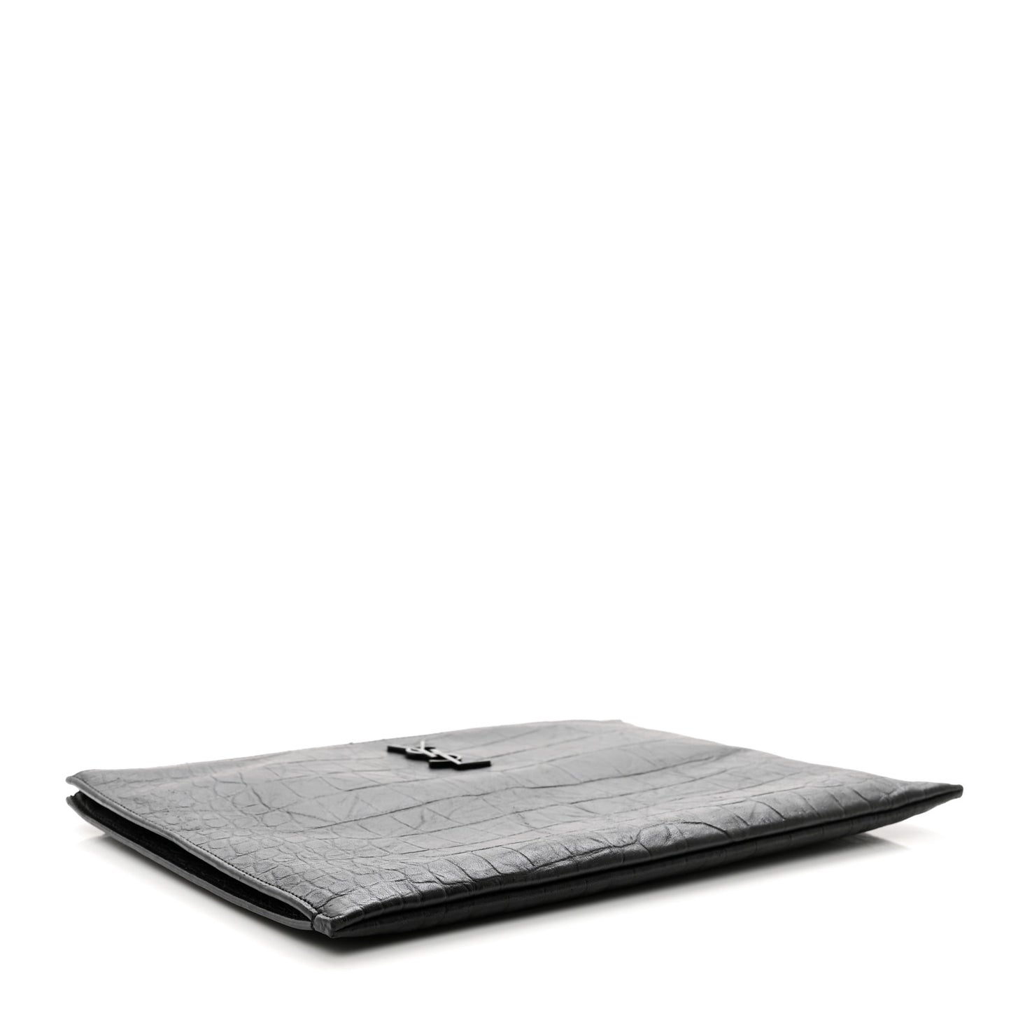 Calfskin Crocodile Embossed Monogram iPad Case Black