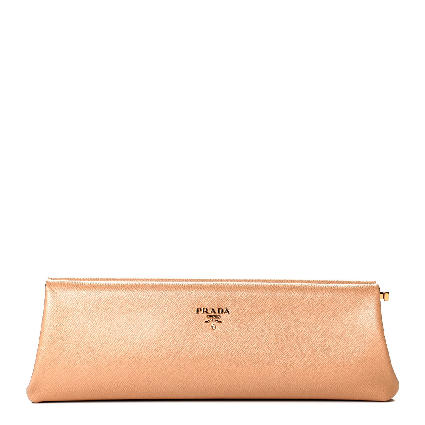 Saffiano Lux East West Frame Clutch Cammeo