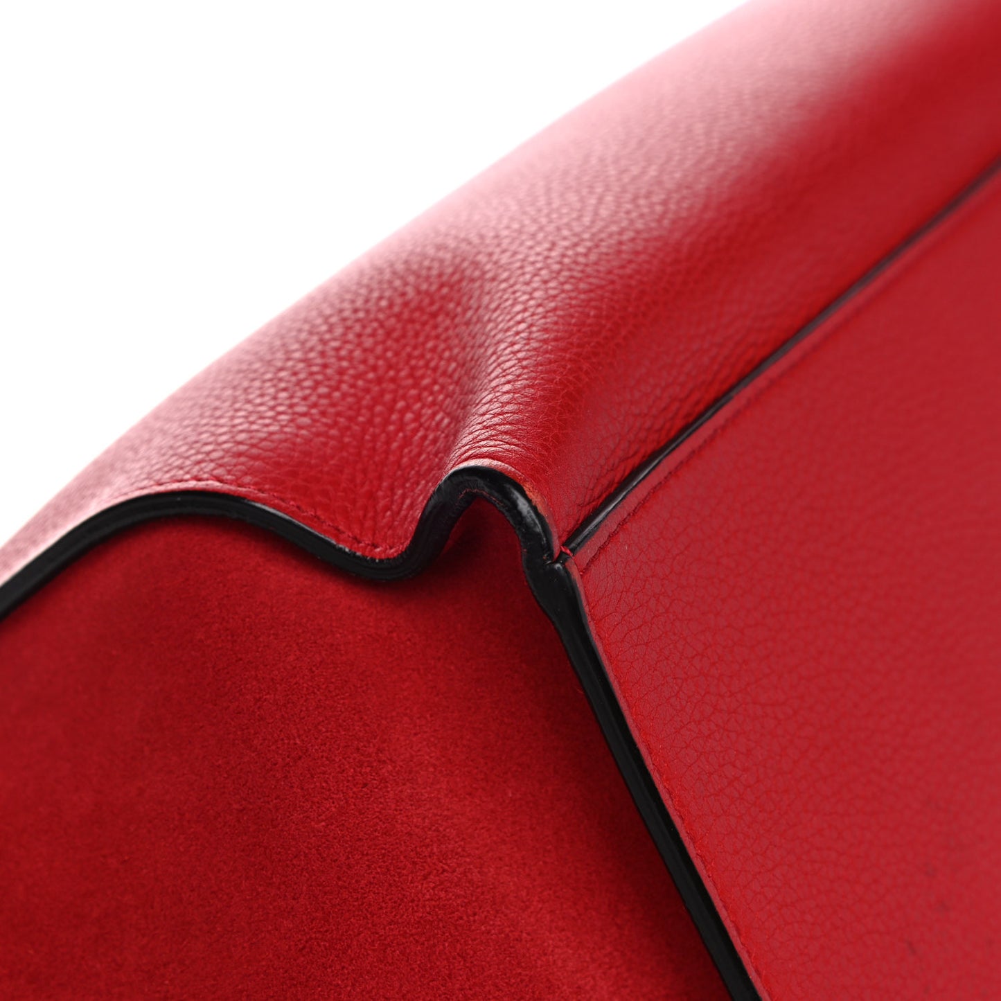 Drummed Calfskin Suede Medium Trapeze Coquelicot