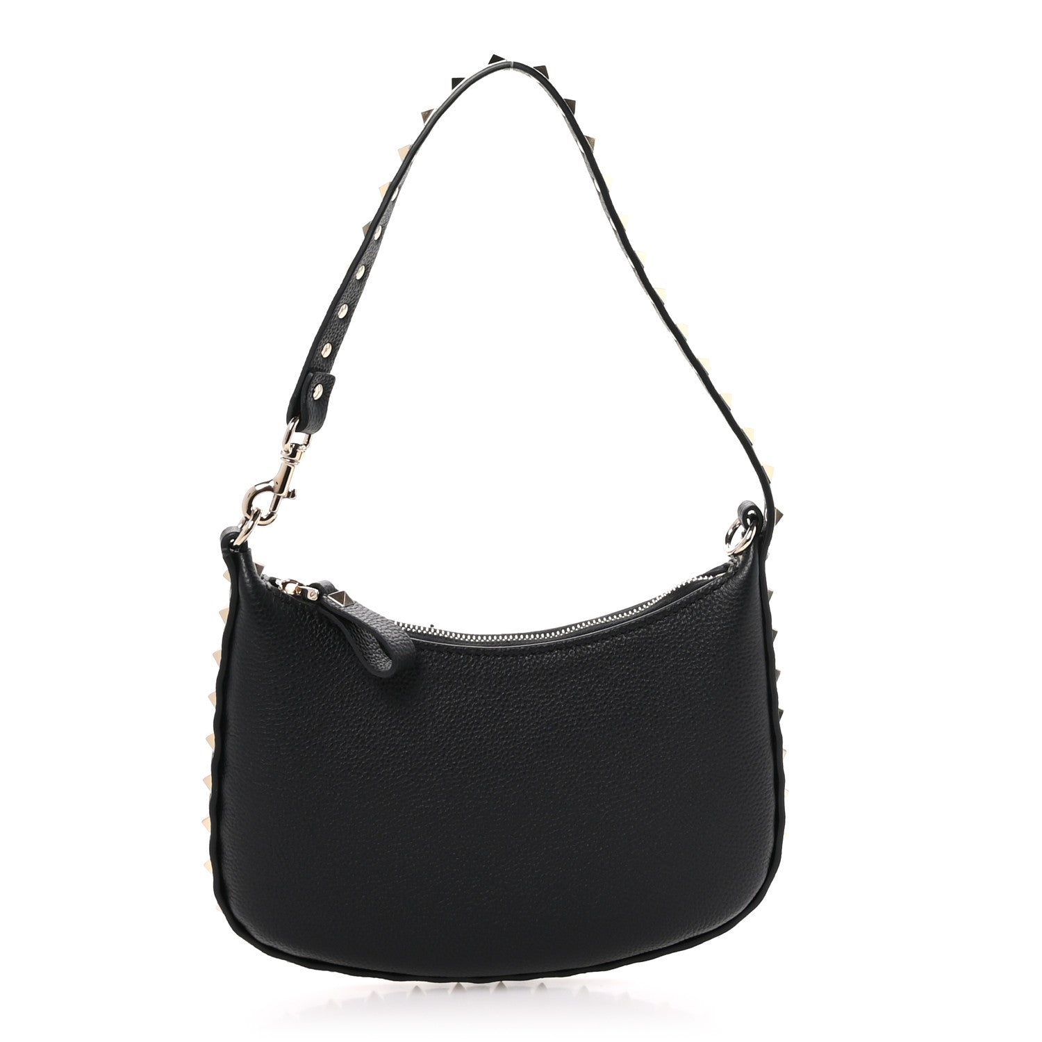 Valentino Garavani Grainy Calfskin Mini Rockstud Hobo Black 1 of 10