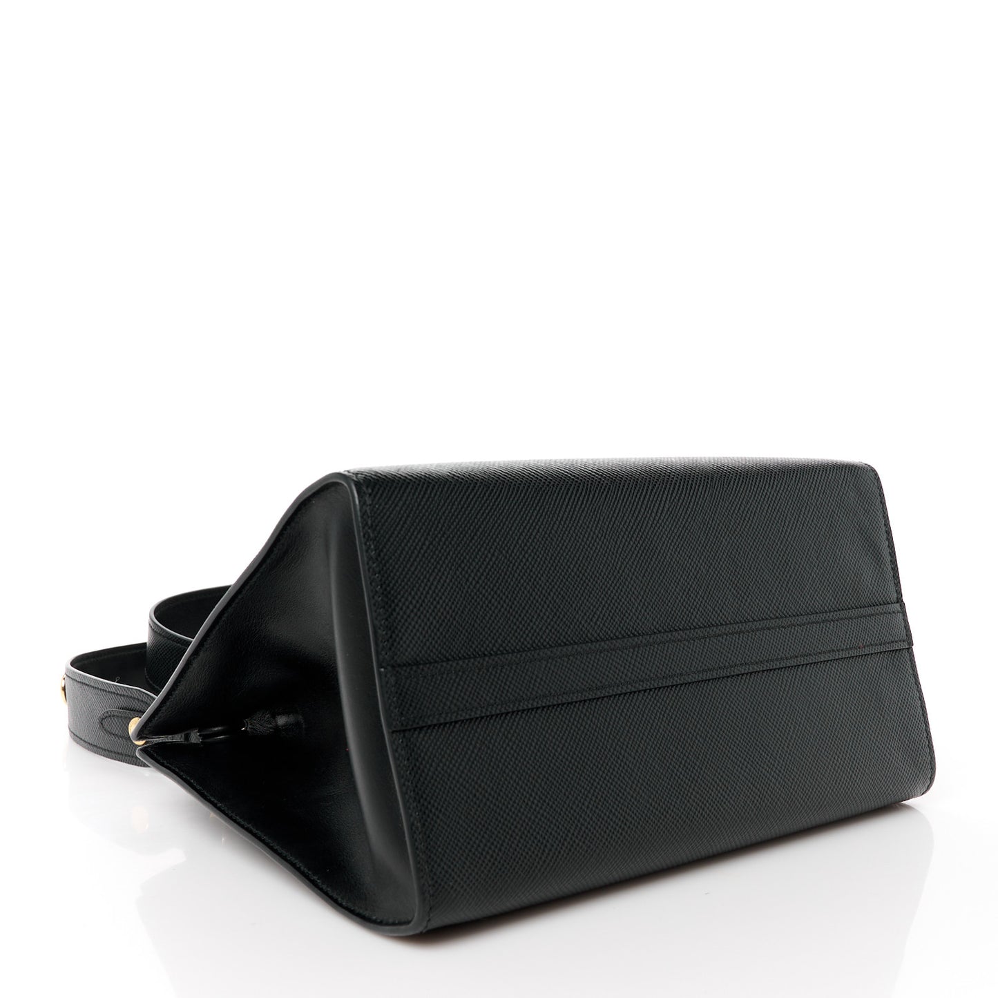 Saffiano Cuir Calfskin Small Monochrome Top Handle Tote Black