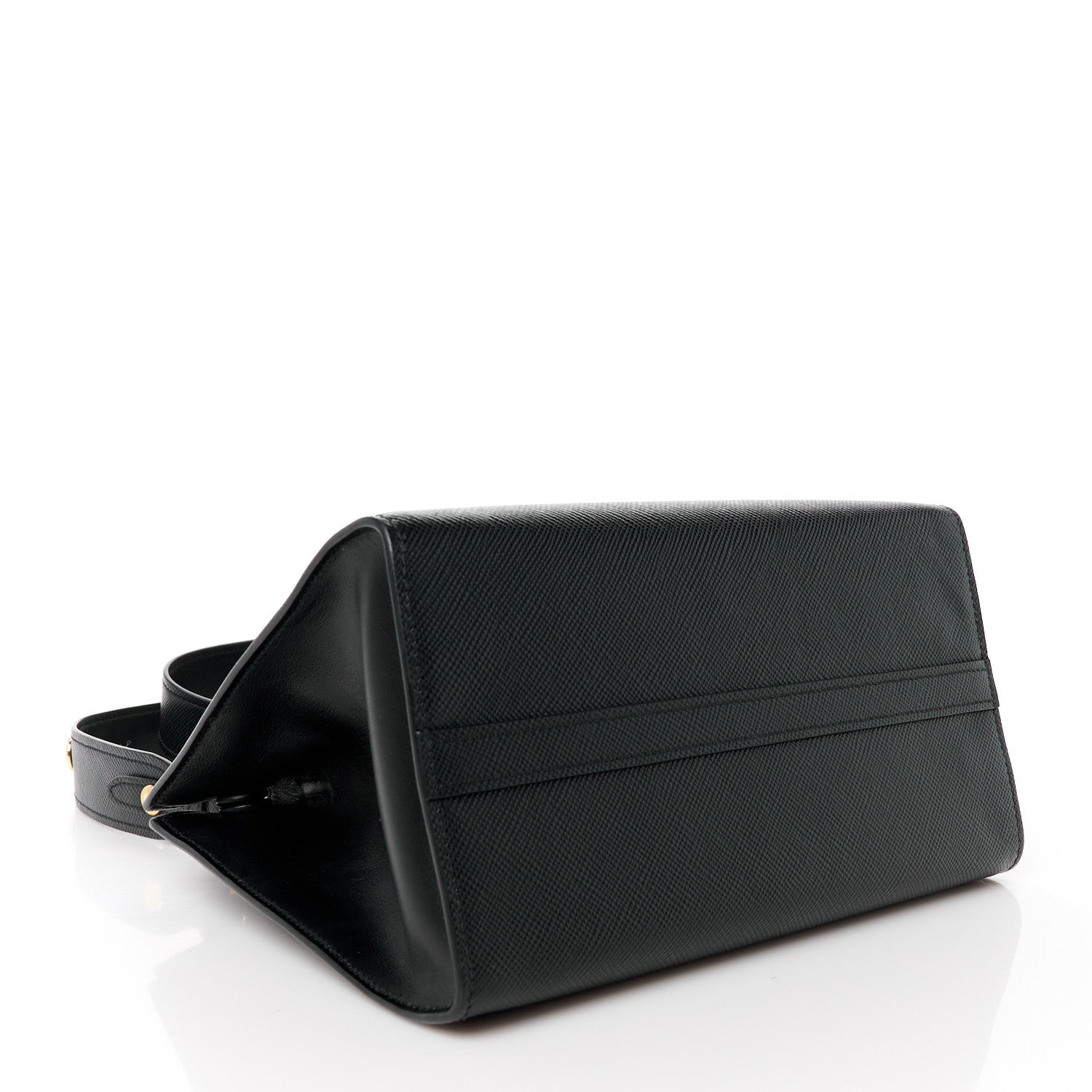 Prada Saffiano Cuir Calfskin Small Monochrome Top Handle Tote Black 4 of 11