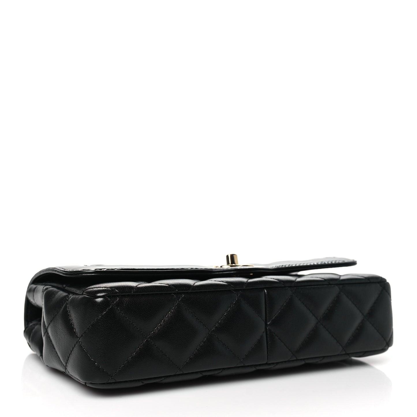 Lambskin Patent Calfskin Quilted Small Flap Bag Black