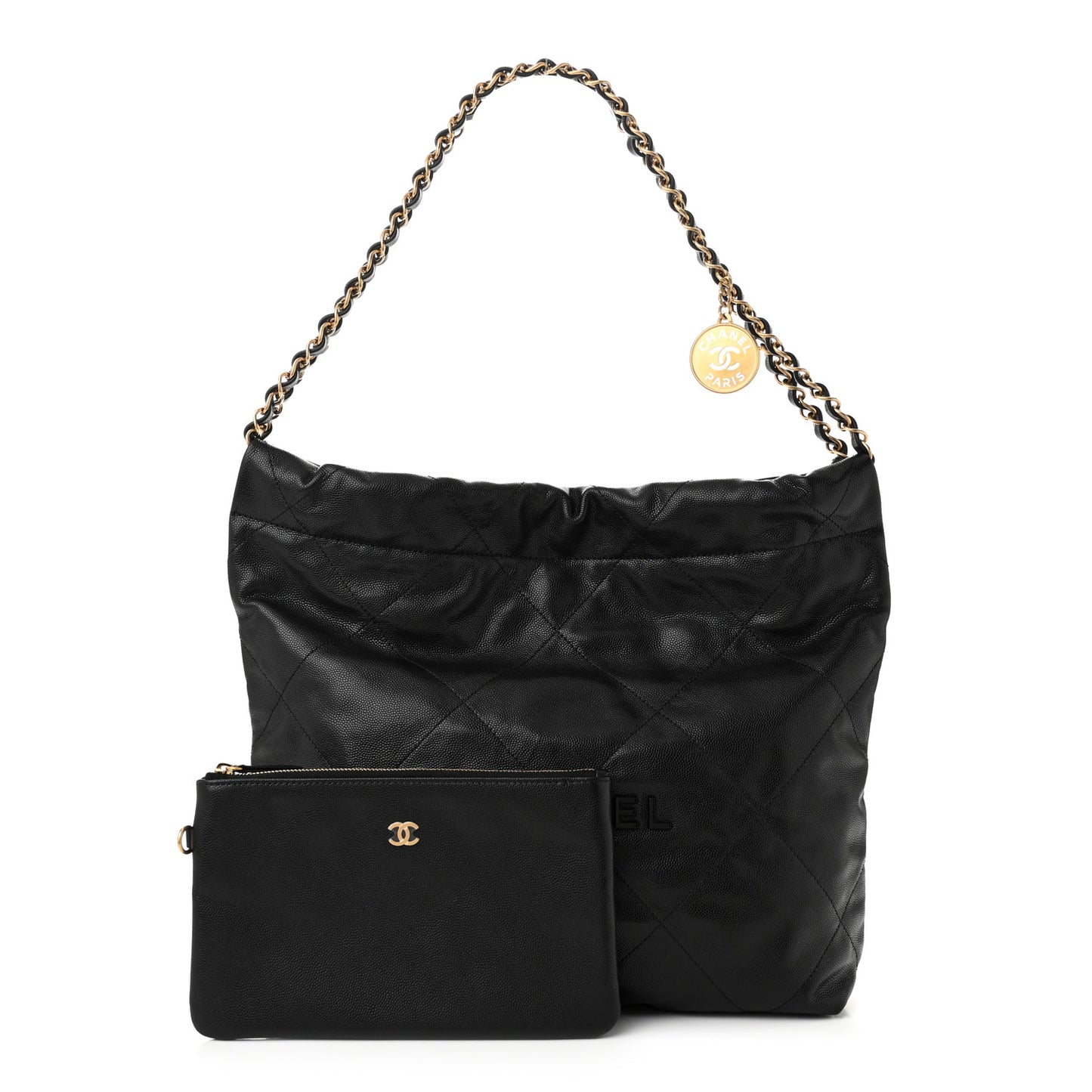 Shiny Caviar Quilted Monochrome Small Chanel 22 Black