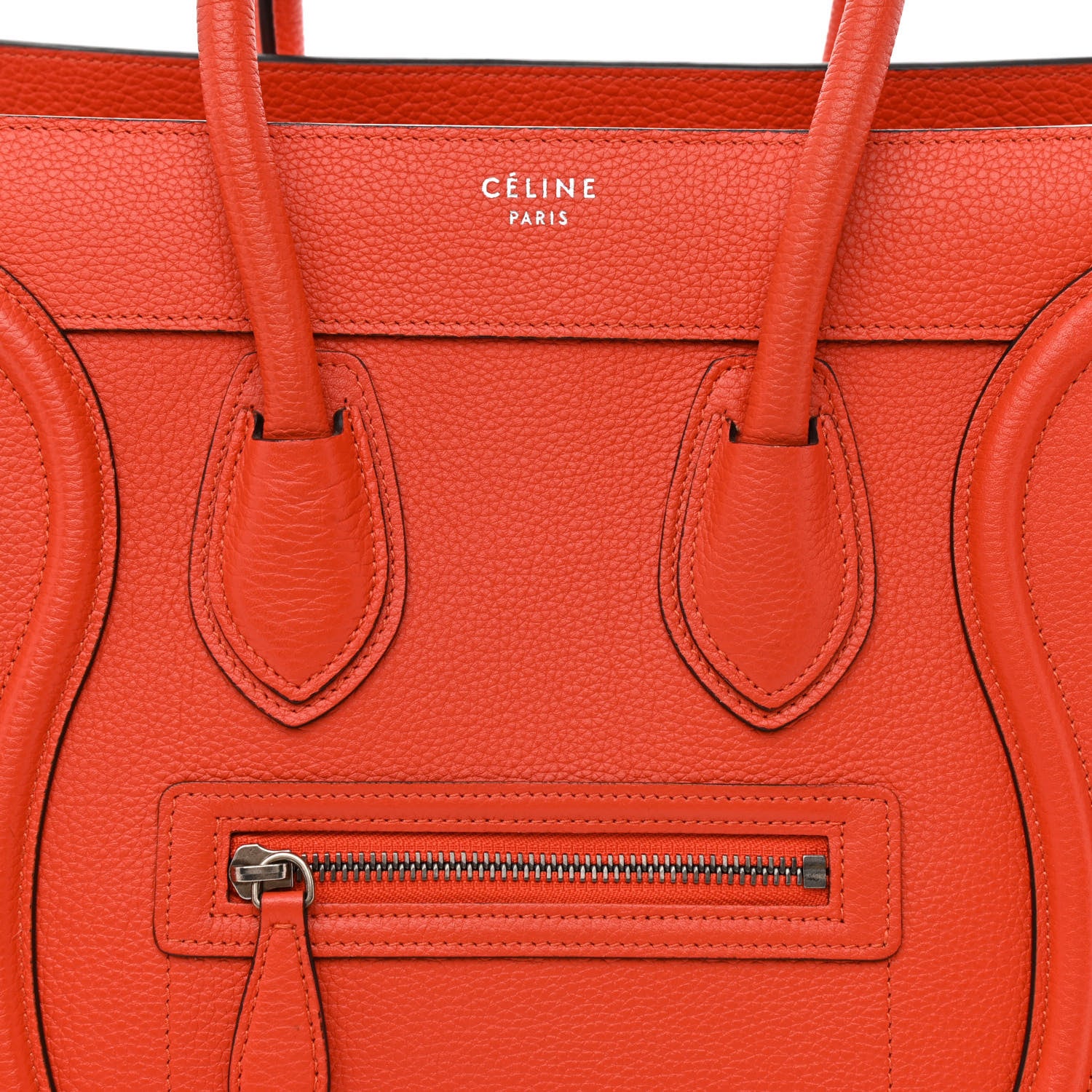 Celine Drummed Calfskin Micro Luggage Vermillion 8 of 11