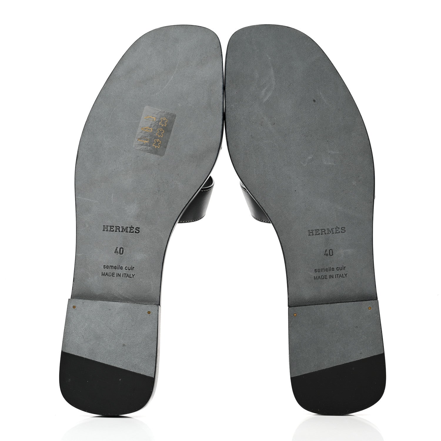 Hermes Box Calfskin Oran Sandals 40 Black 5 of 8