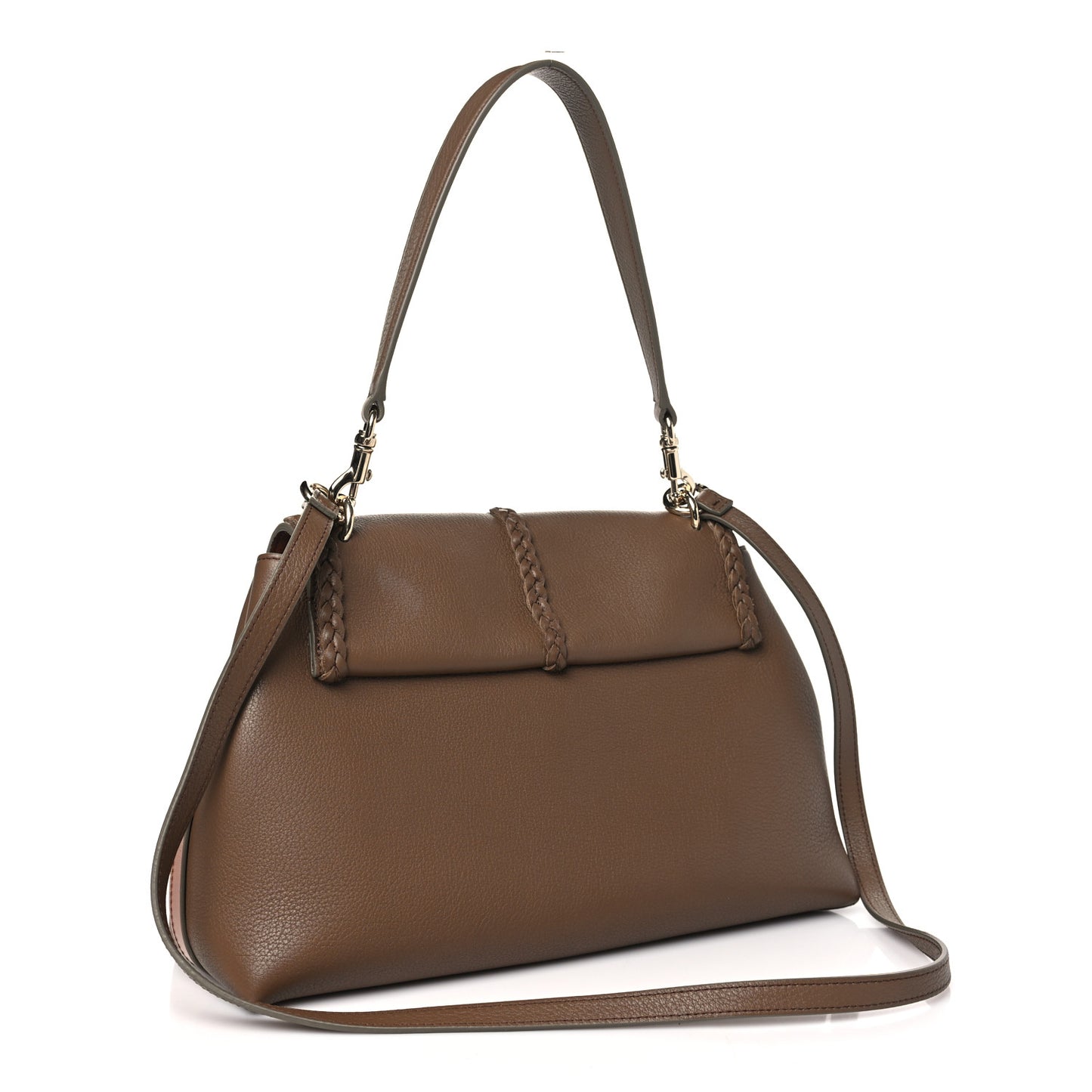 Grained Calfskin Medium Penelope Shoulder Bag Nut
