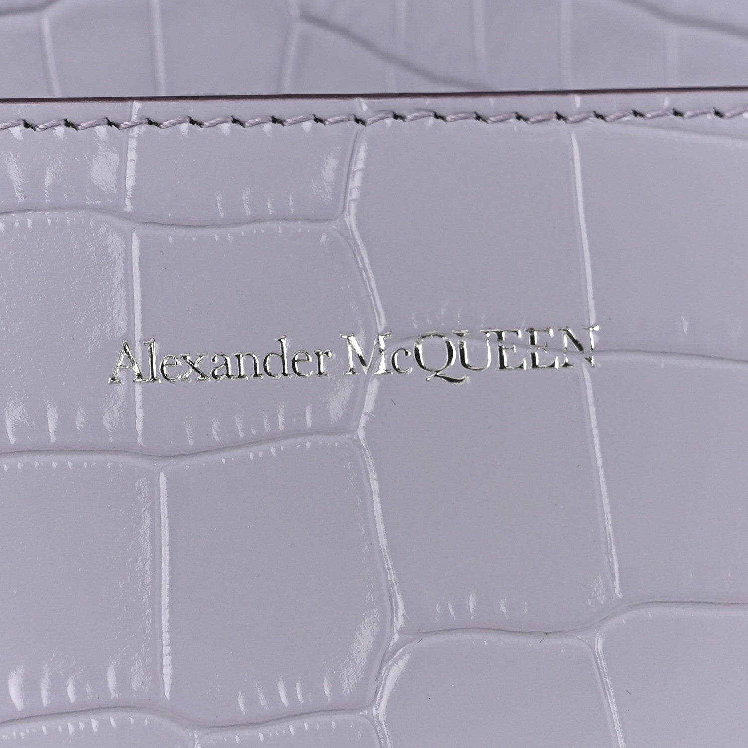 Alexander McQueen Shiny Crocodile Embossed Jeweled Satchel Lavender 8 of 14