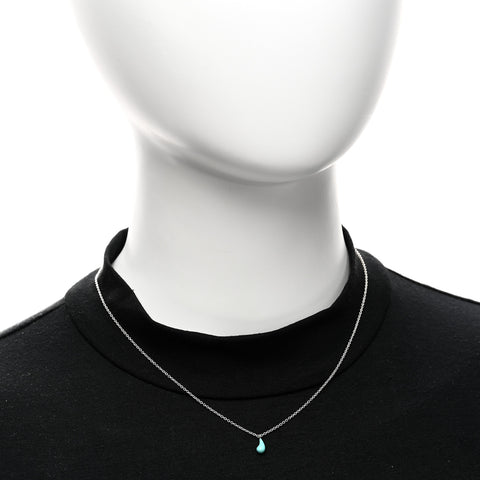 Sterling Silver Turquoise Elsa Peretti 8mm Teardrop Pendant Necklace