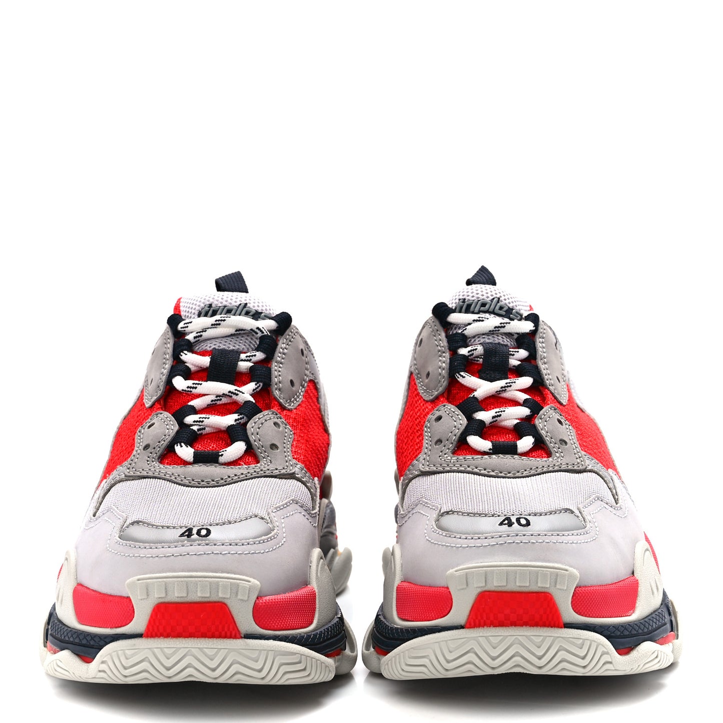 Fabric Mesh Womens Triple S Sneakers 40 Red Grey White