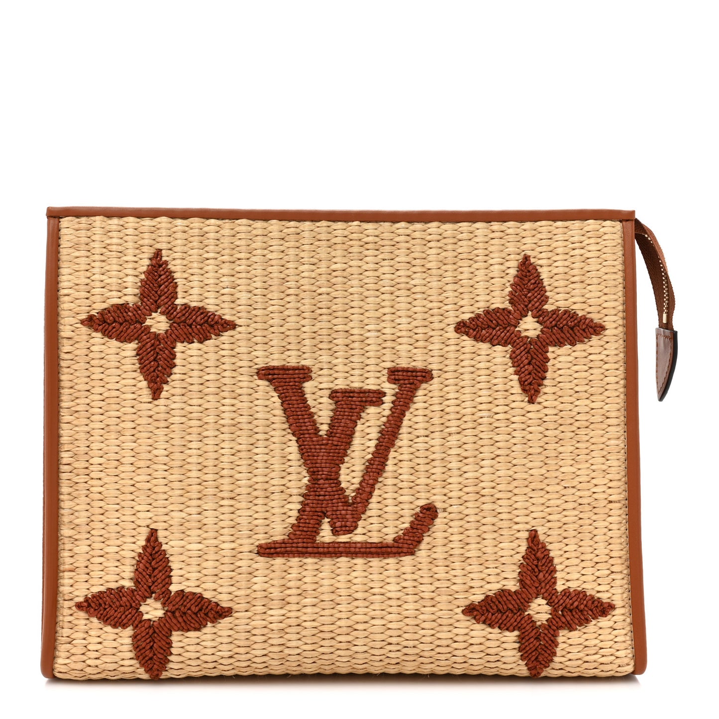 Raffia Monogram Giant Toiletry Pouch 26 Tan