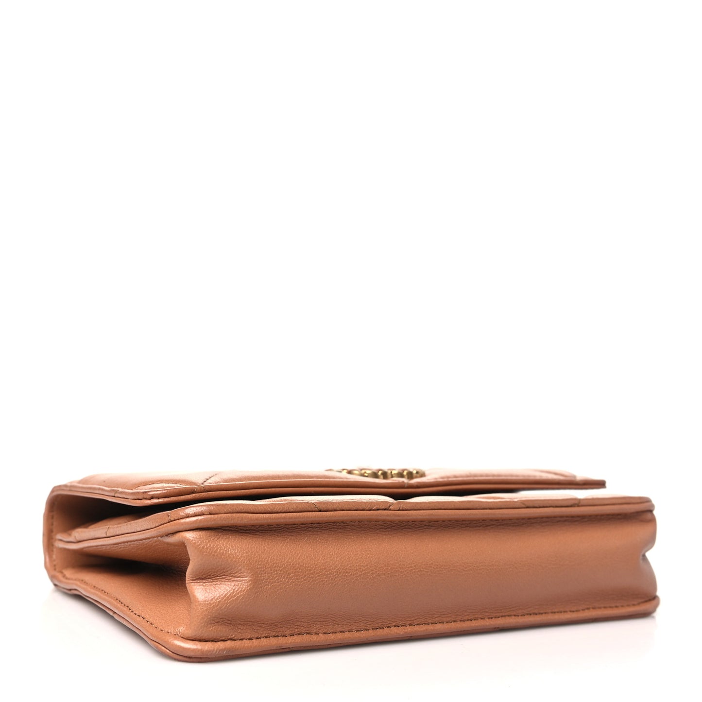 Lambskin Quilted Chanel 19 Wallet On Chain WOC Brown