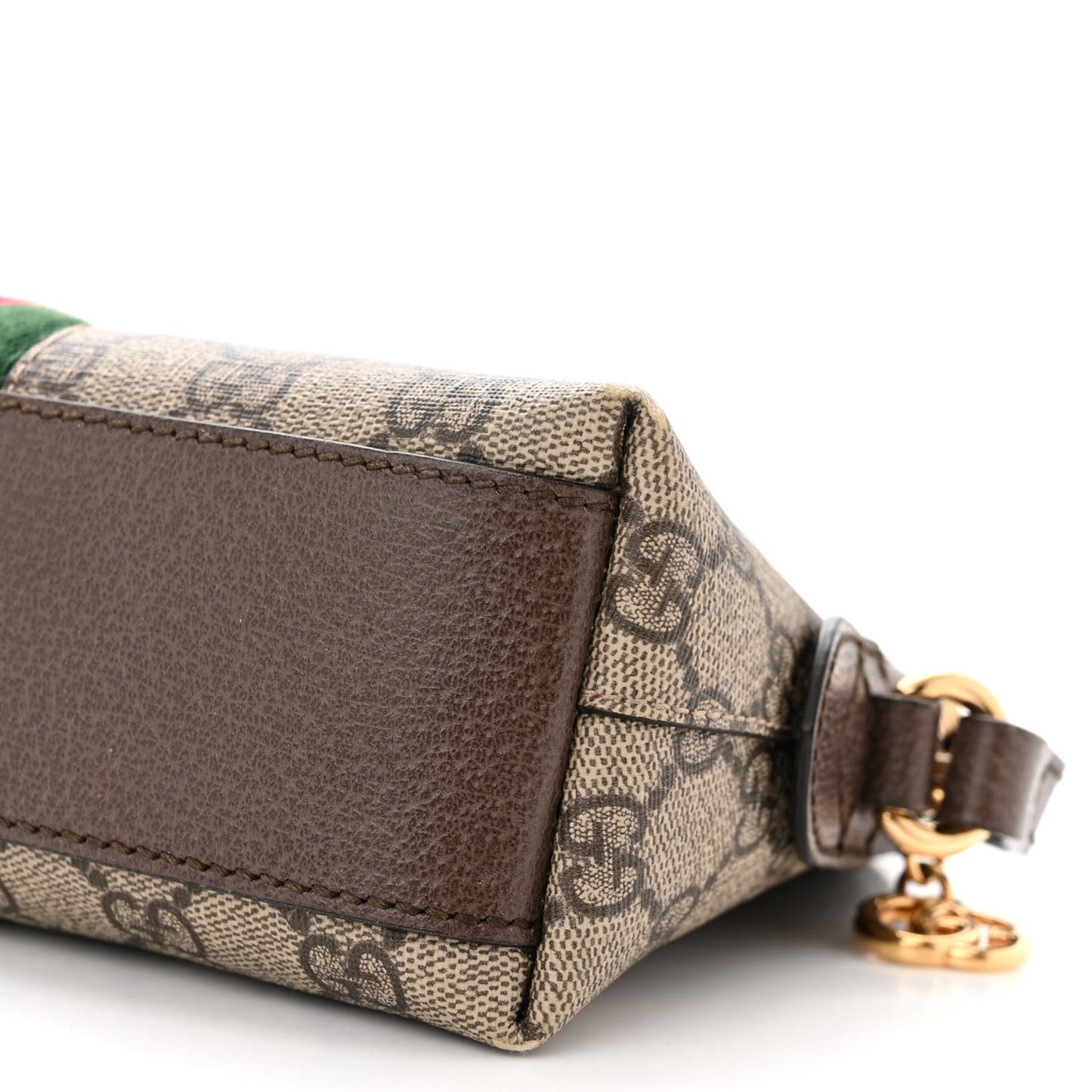 GG Supreme Monogram Textured Dollar Calfskin Web Small Ophidia Dome Shoulder Bag Beige Ebony New Acero