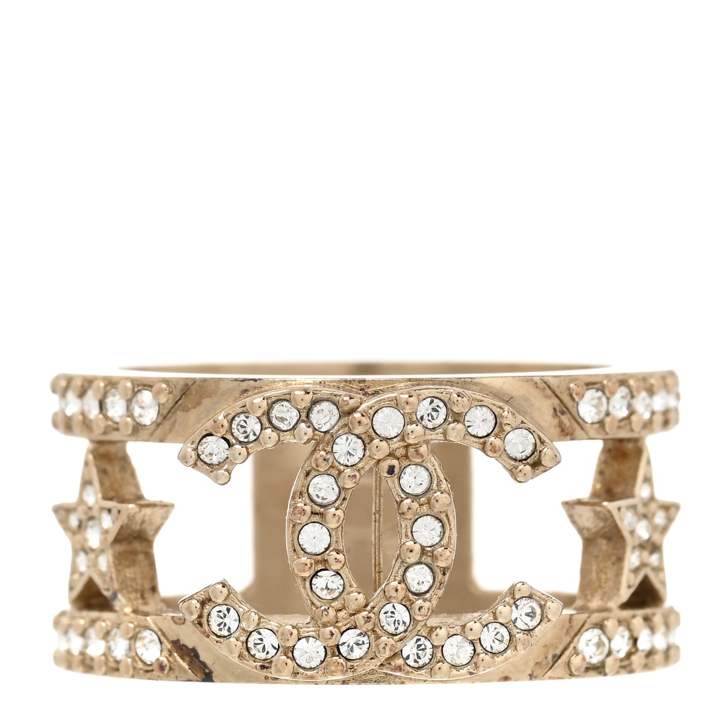 Metal Crystal CC Star Ring 54 7 Light Gold