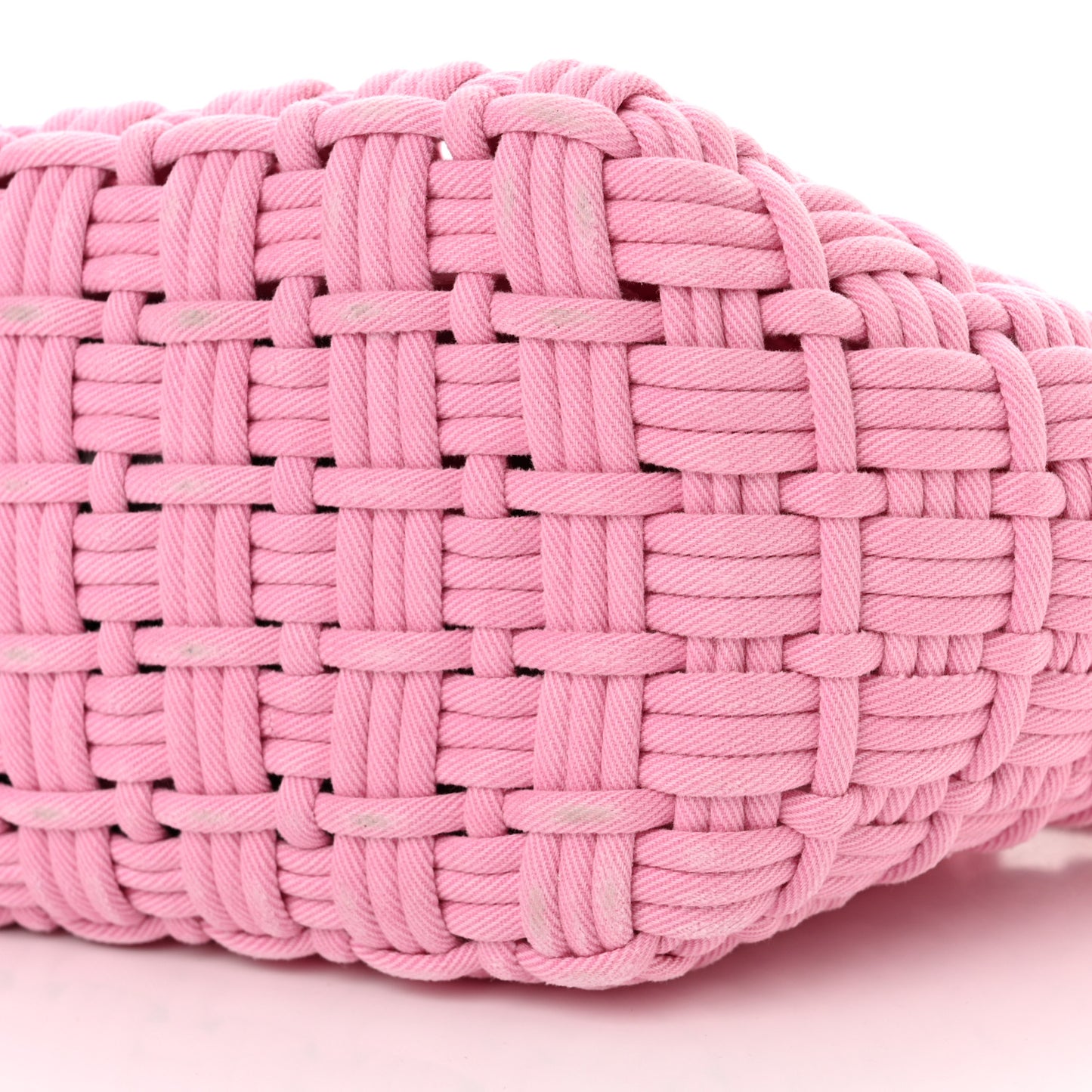 Washed Frayed Denim Braided XS Bistro Basket Pink