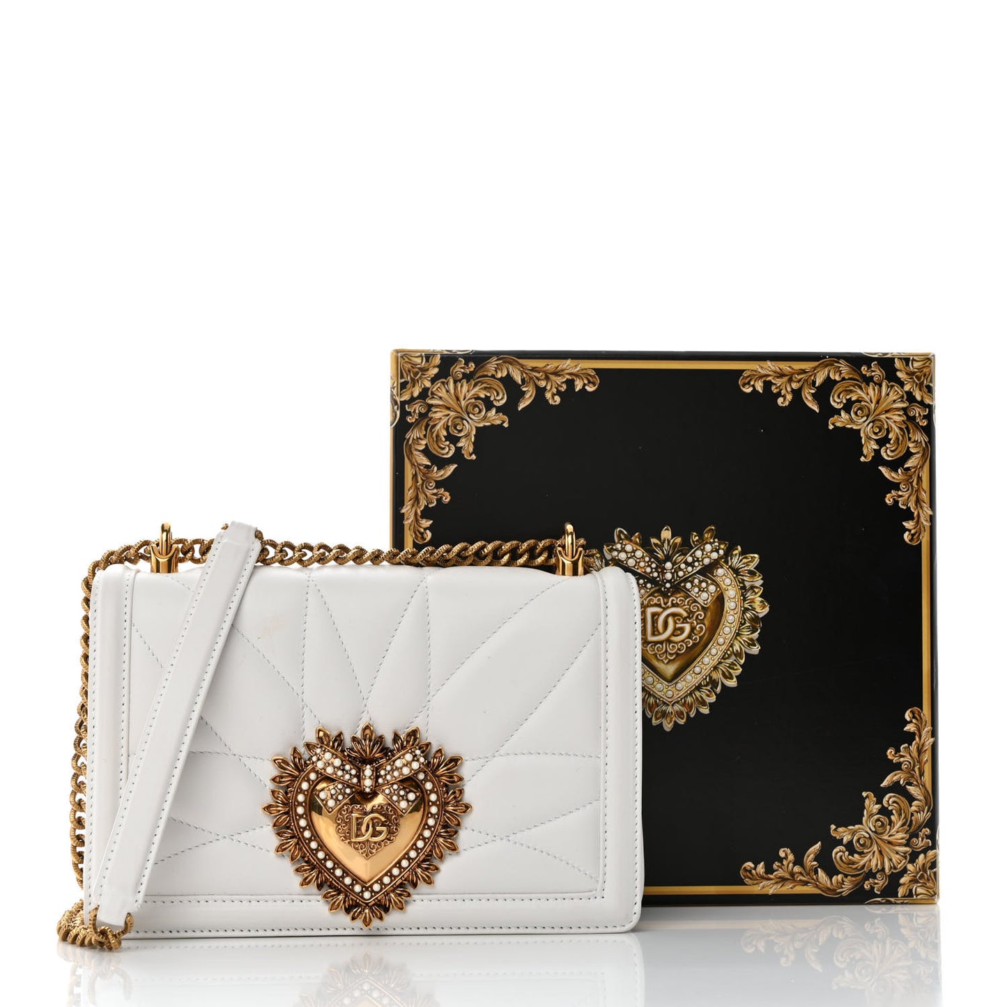 Lambskin Medium Devotion Crossbody Bag White