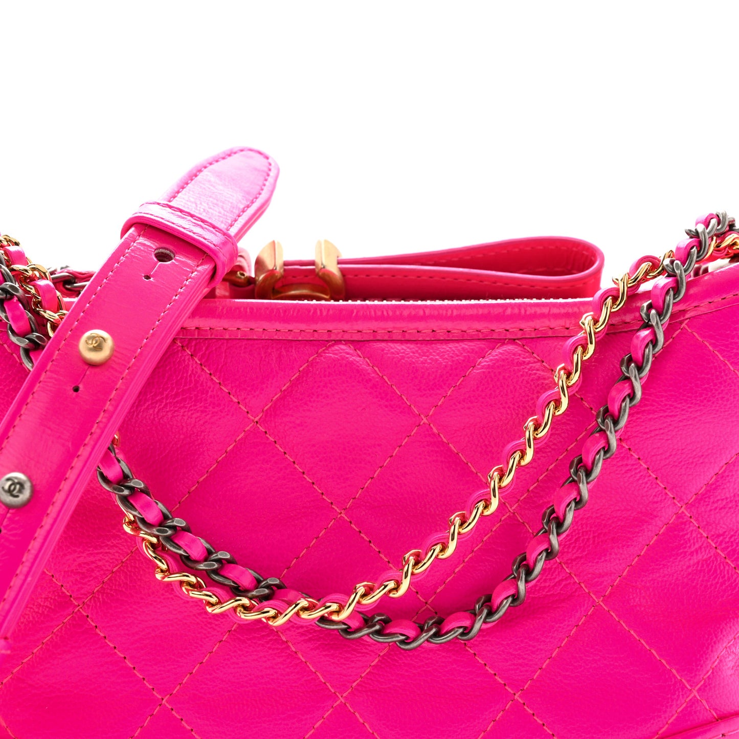 Goatskin Quilted Small Gabrielle Hobo Pink