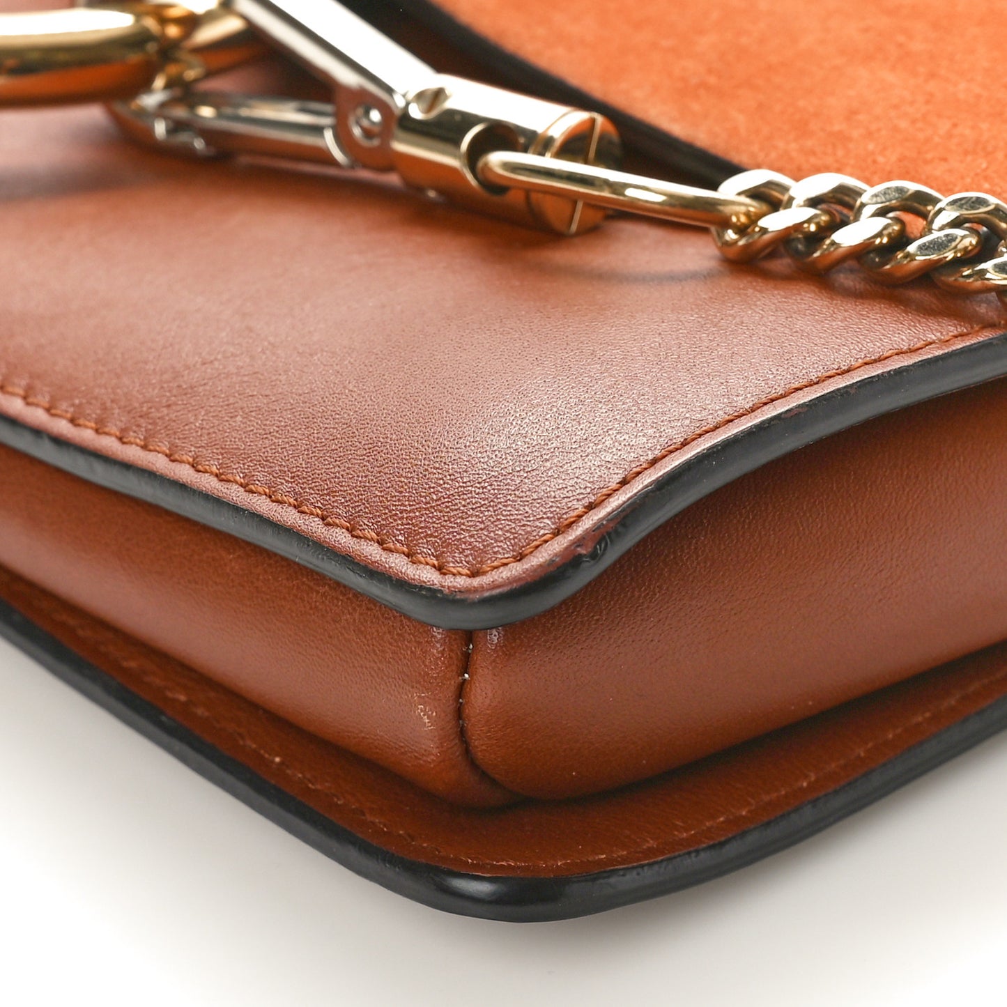 Suede Calfskin Small Faye Shoulder Bag Tobacco