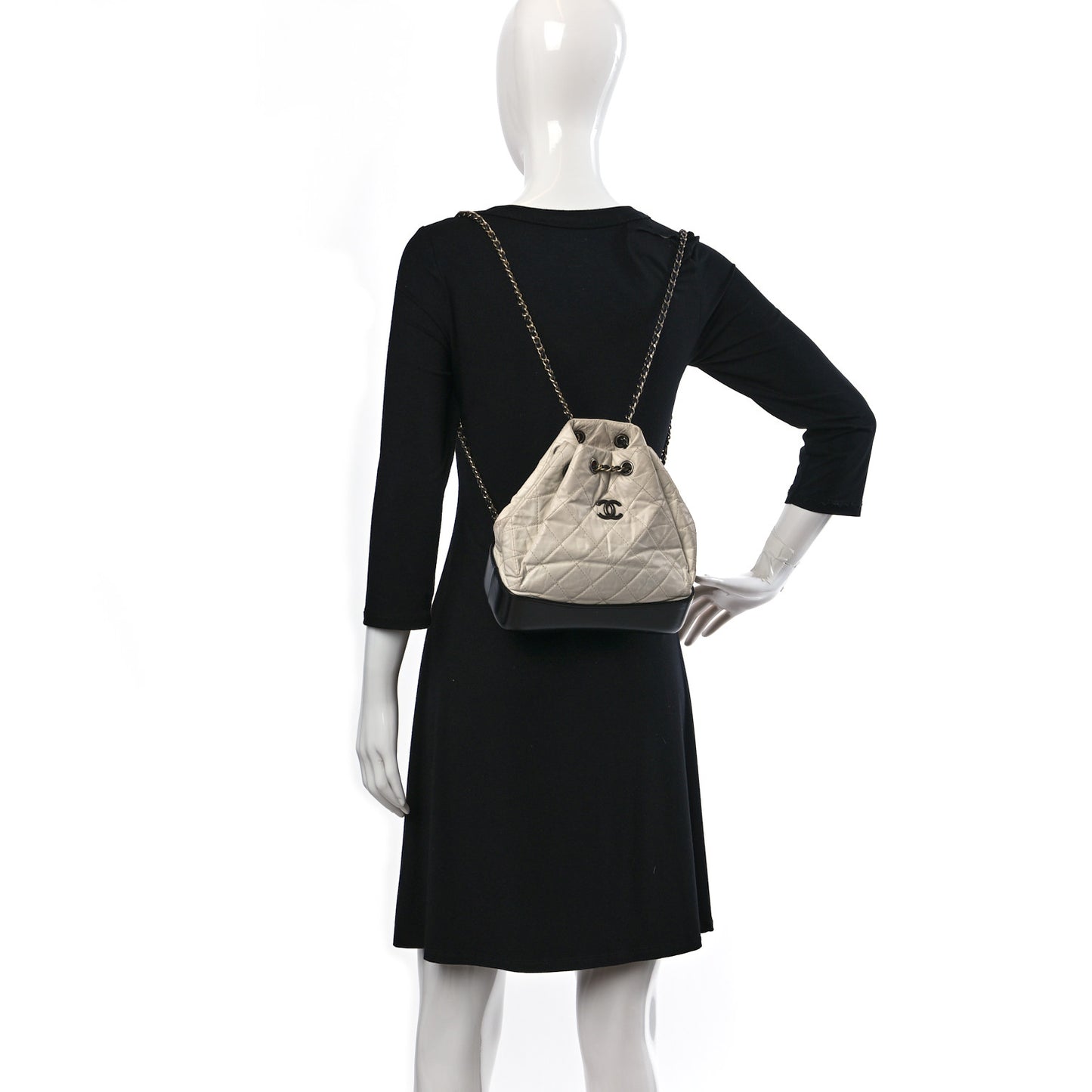 Aged Calfskin Quilted Small Gabrielle Backpack Black White