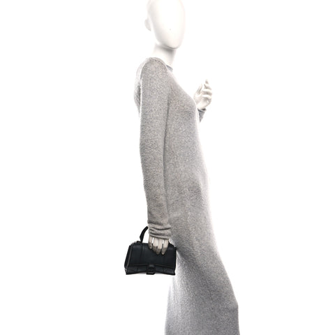 Shiny Box Calfskin Strass Hourglass Top Handle Bag XS Black