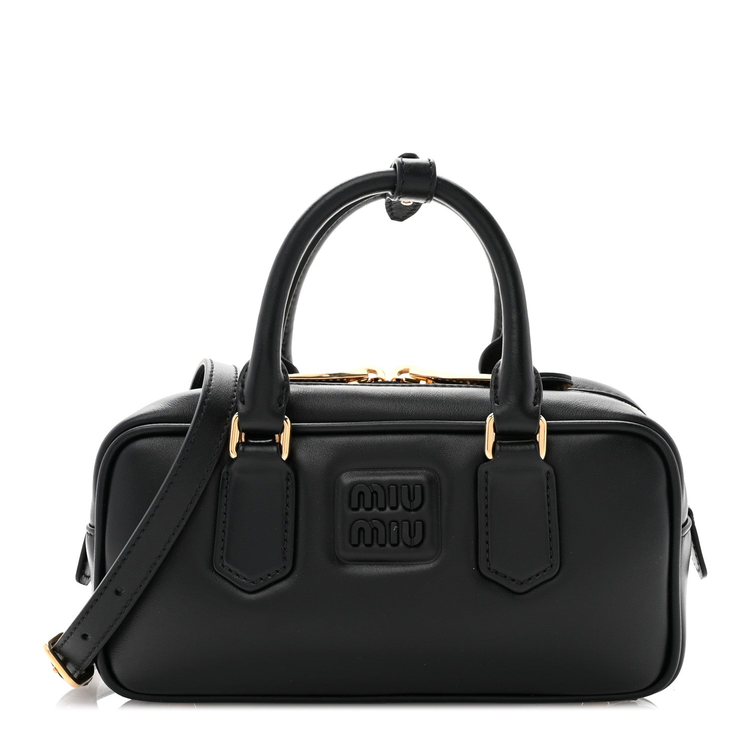 Miu Miu Calfskin Mini Arcadie Top Handle Bag Black 1 of 9