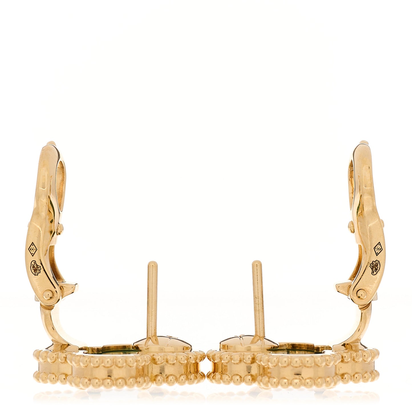 18K Yellow Gold Malachite Vintage Alhambra Earrings