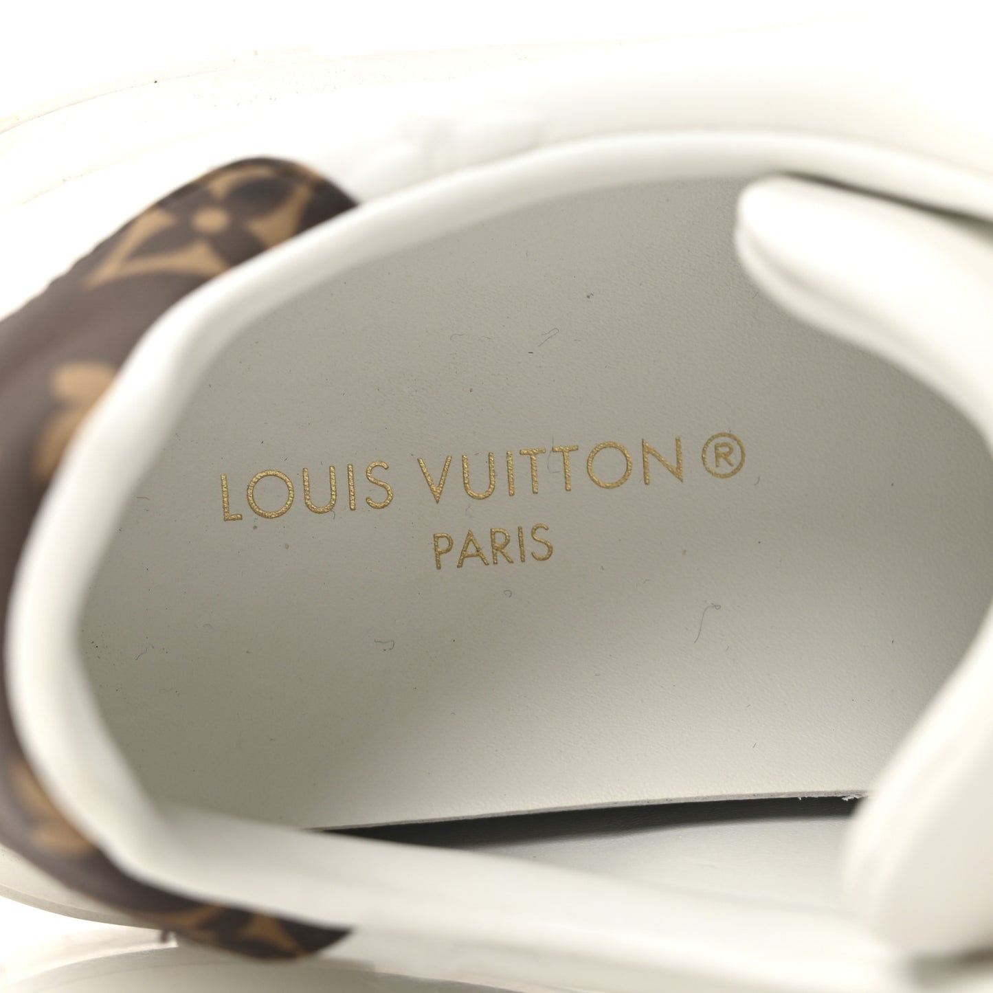 Lambskin Embossed Monogram Time Out Sneakers 37 White