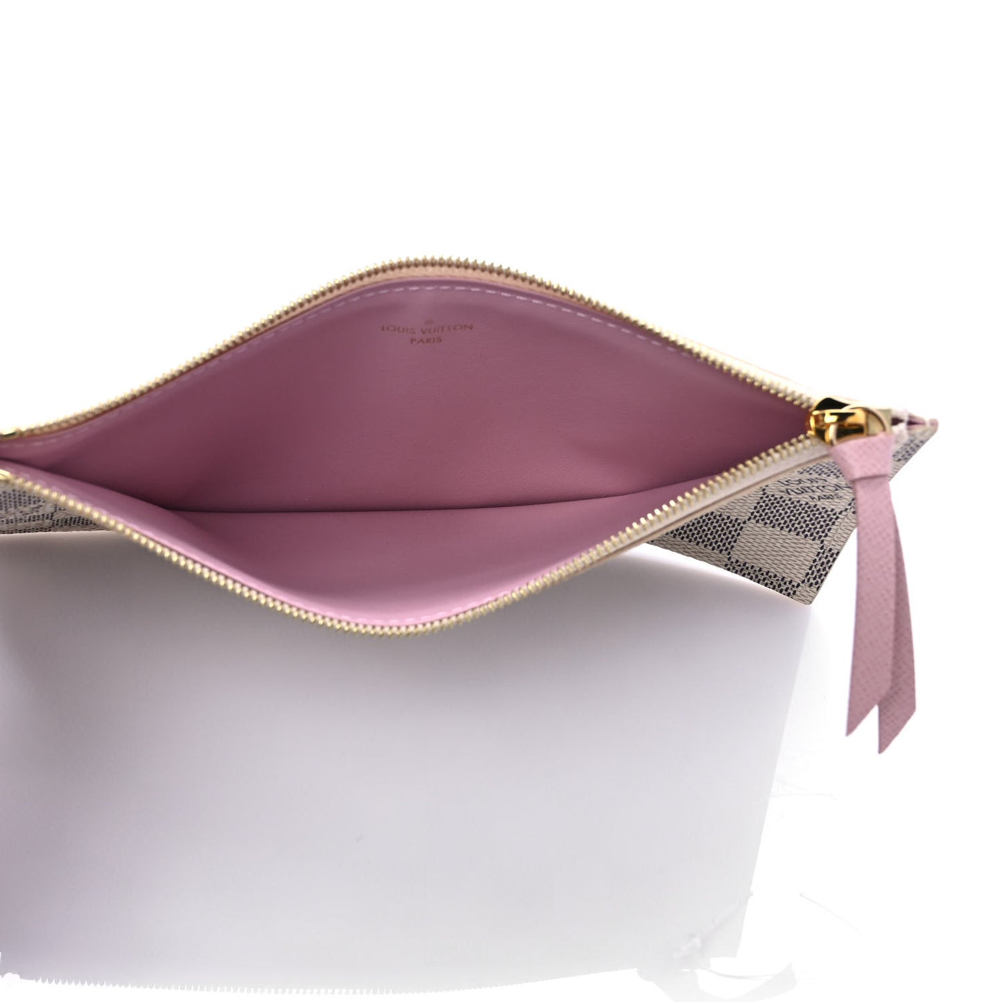 Damier Azur Felicie Chain Wallet Zippered Insert Rose Ballerine