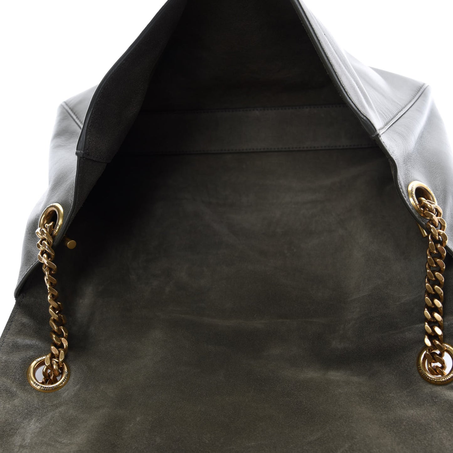 Smooth Calfskin Suede Medium Reversible Monogram Kate Satchel Olive