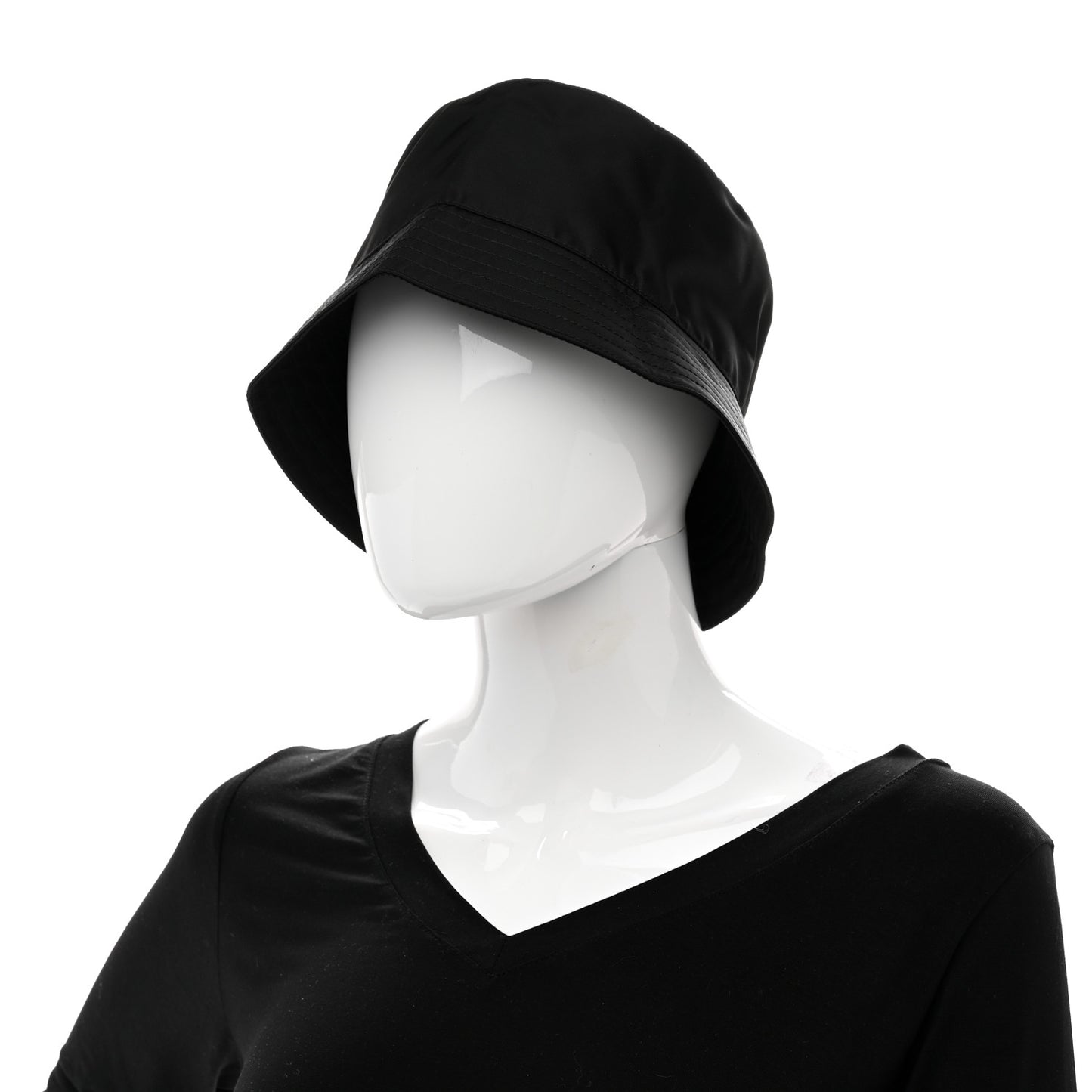 Re-Nylon Rubber Logo Mens Bucket Hat L Black
