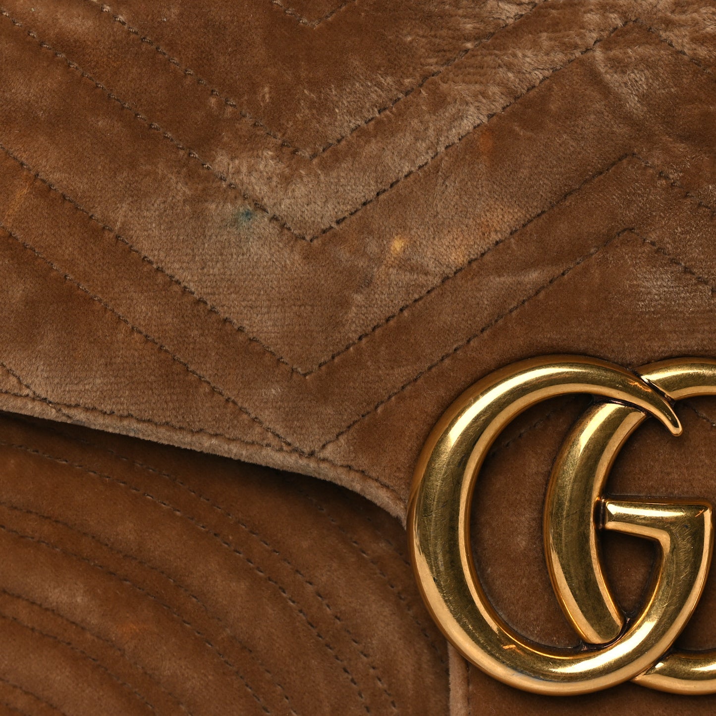 Velvet Matelasse Medium GG Marmont Shoulder Bag Taupe