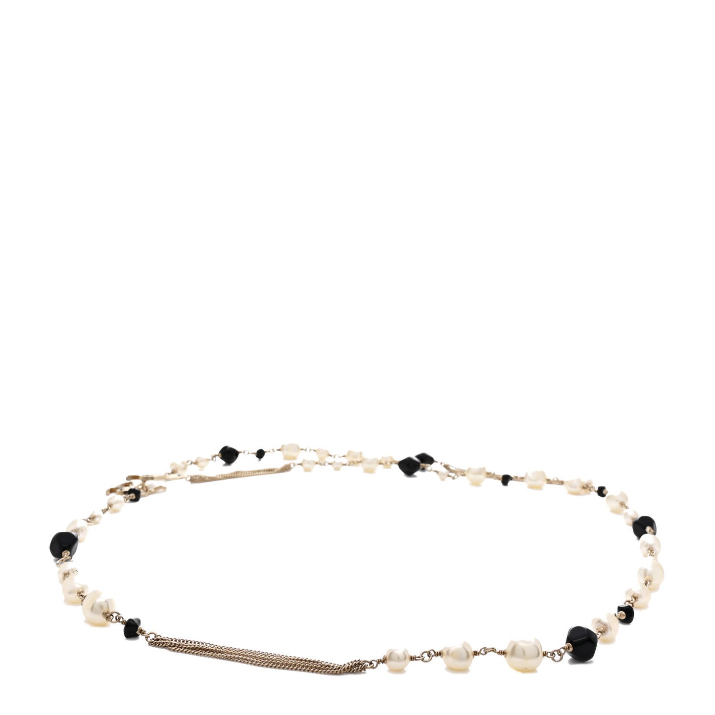 Pearl Crystal Chain CC Fancy Belt 80 32 Black Gold