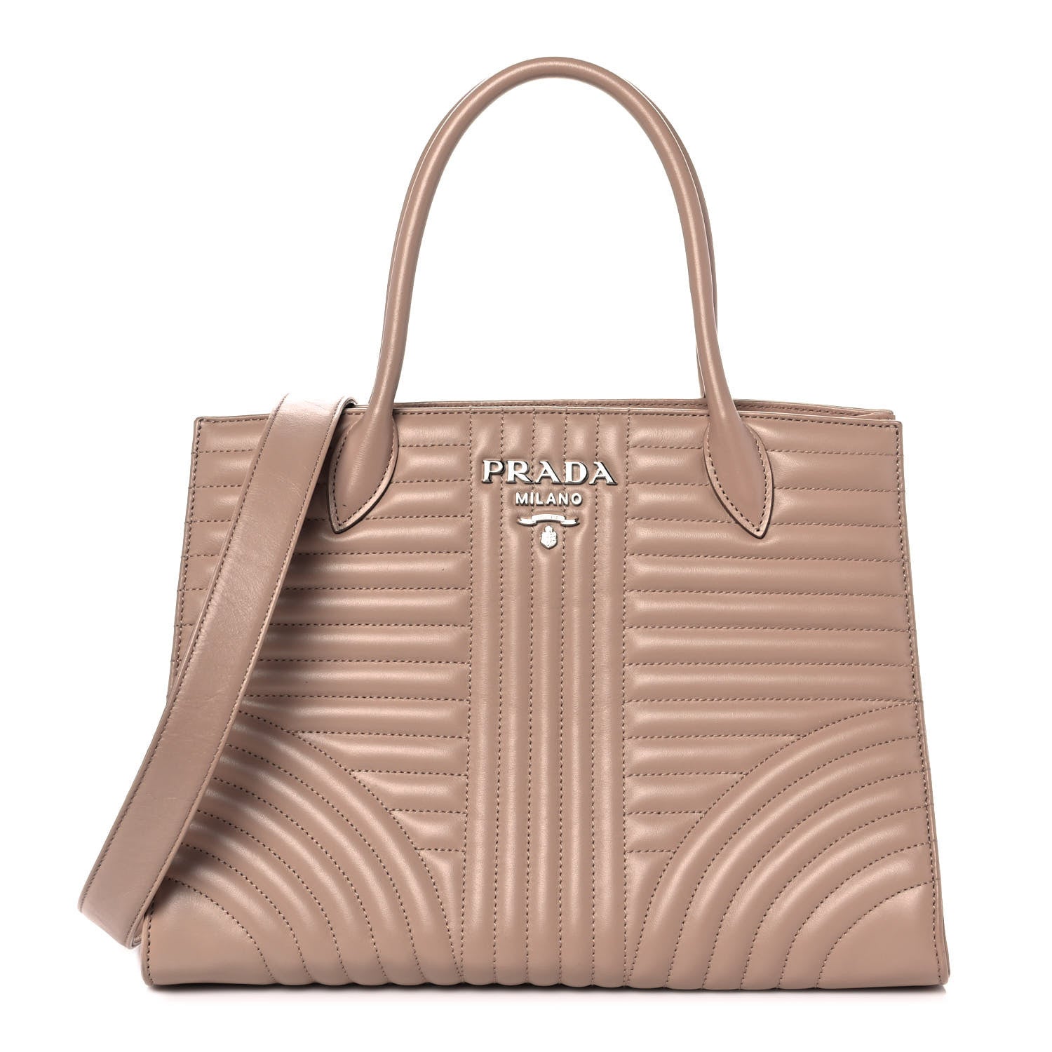Prada Soft Calfskin Impunture Diagramme Tote Cipria 1 of 8