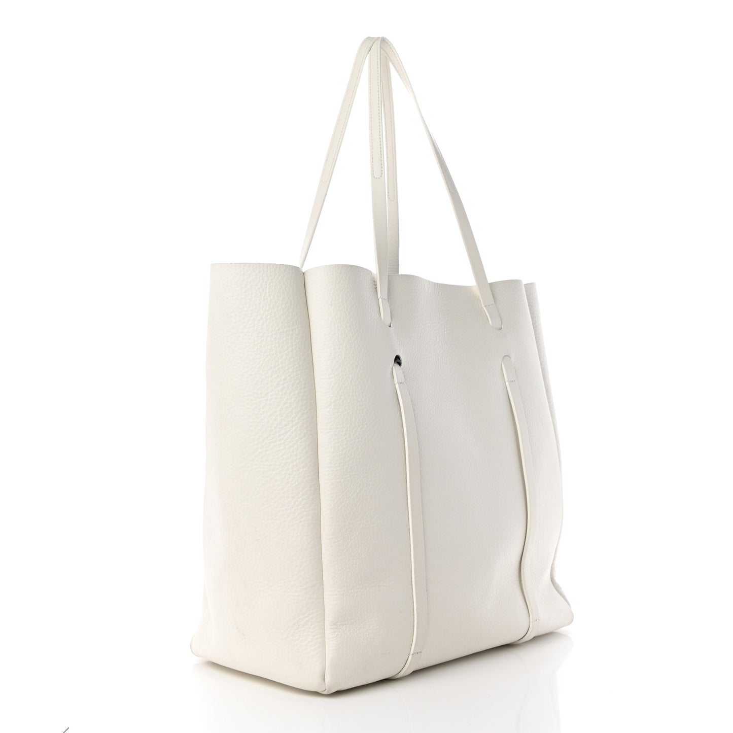 Smooth Calfskin Double Sided Medium Everyday Tote Optic White Black