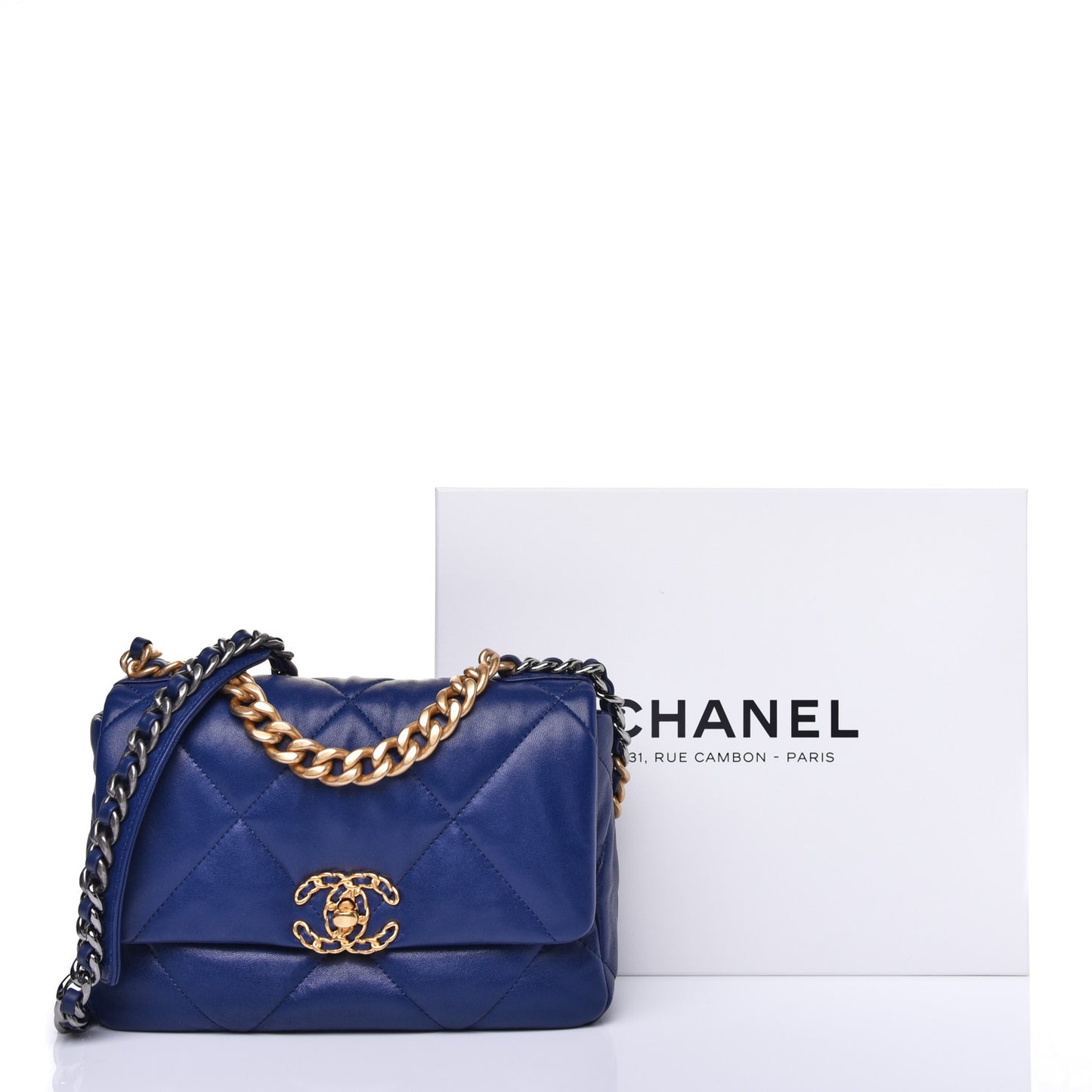 Goatskin Quilted Medium 19 Flap Dark Blue