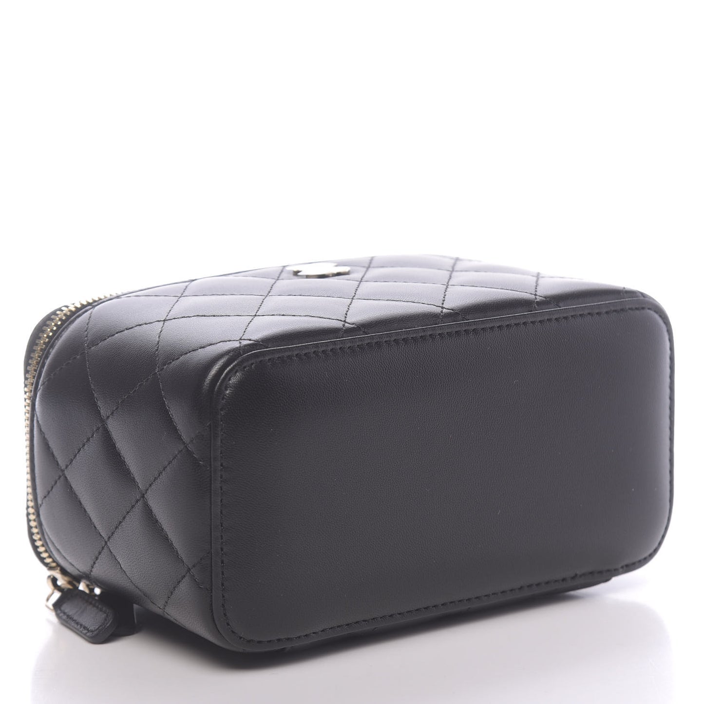 Lambskin Quilted Small Vanity Case With Chain Black