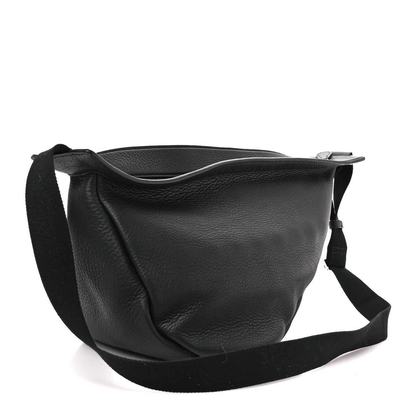 Grained Calfskin Large Slouchy Banana Bag Black