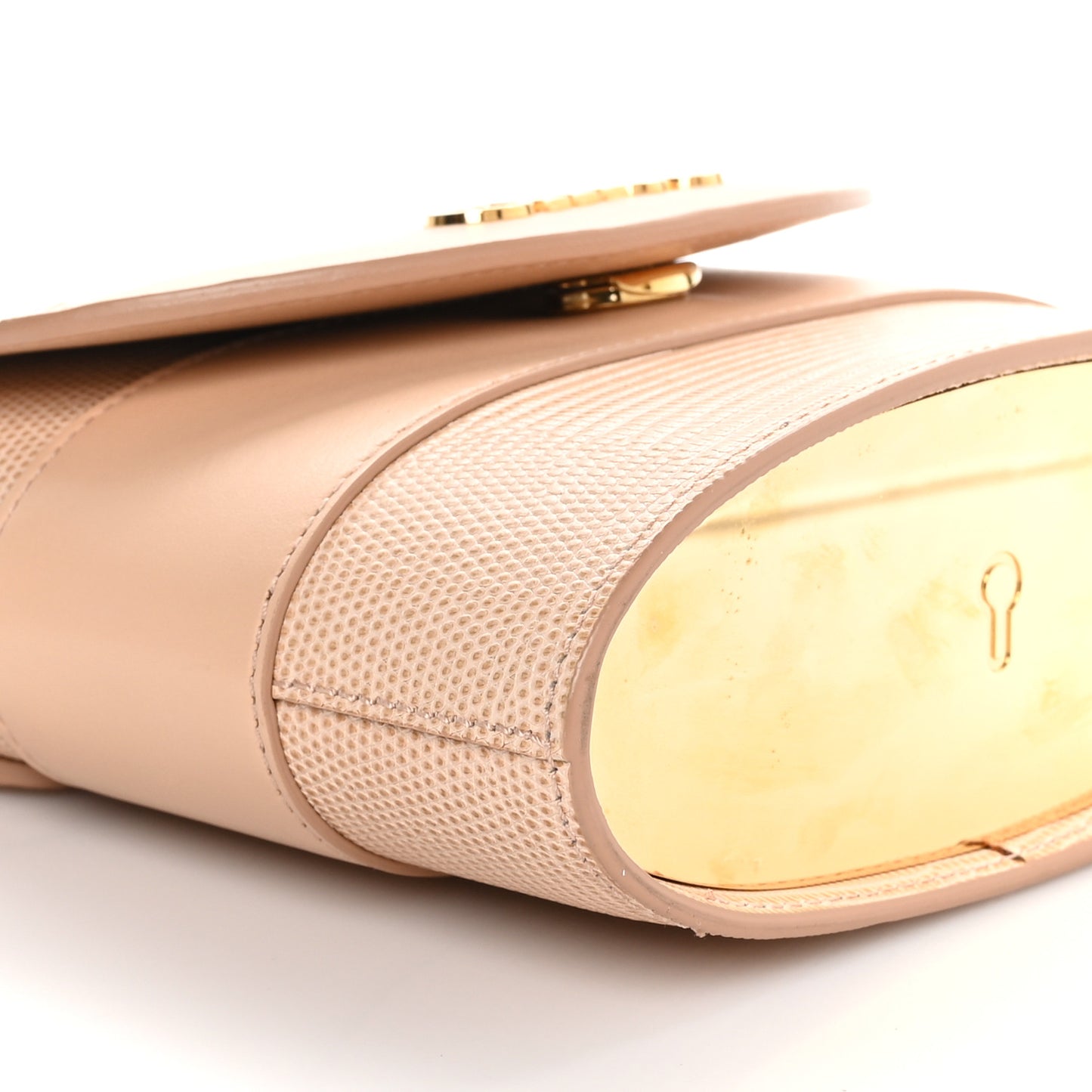 Calfskin Lizard Embossed Small Aby Lock Delicate Pink