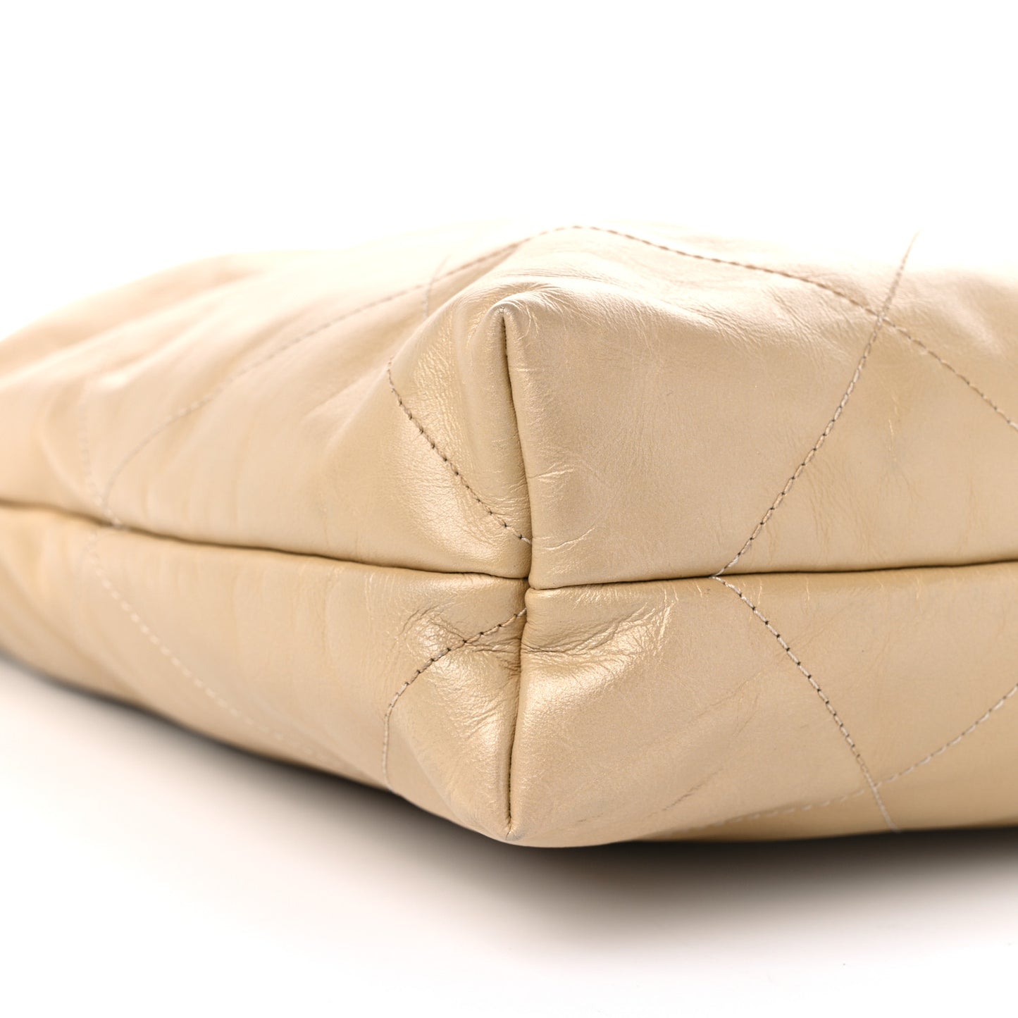 Shiny Crumpled Calfskin Quilted Chanel 22 Gold