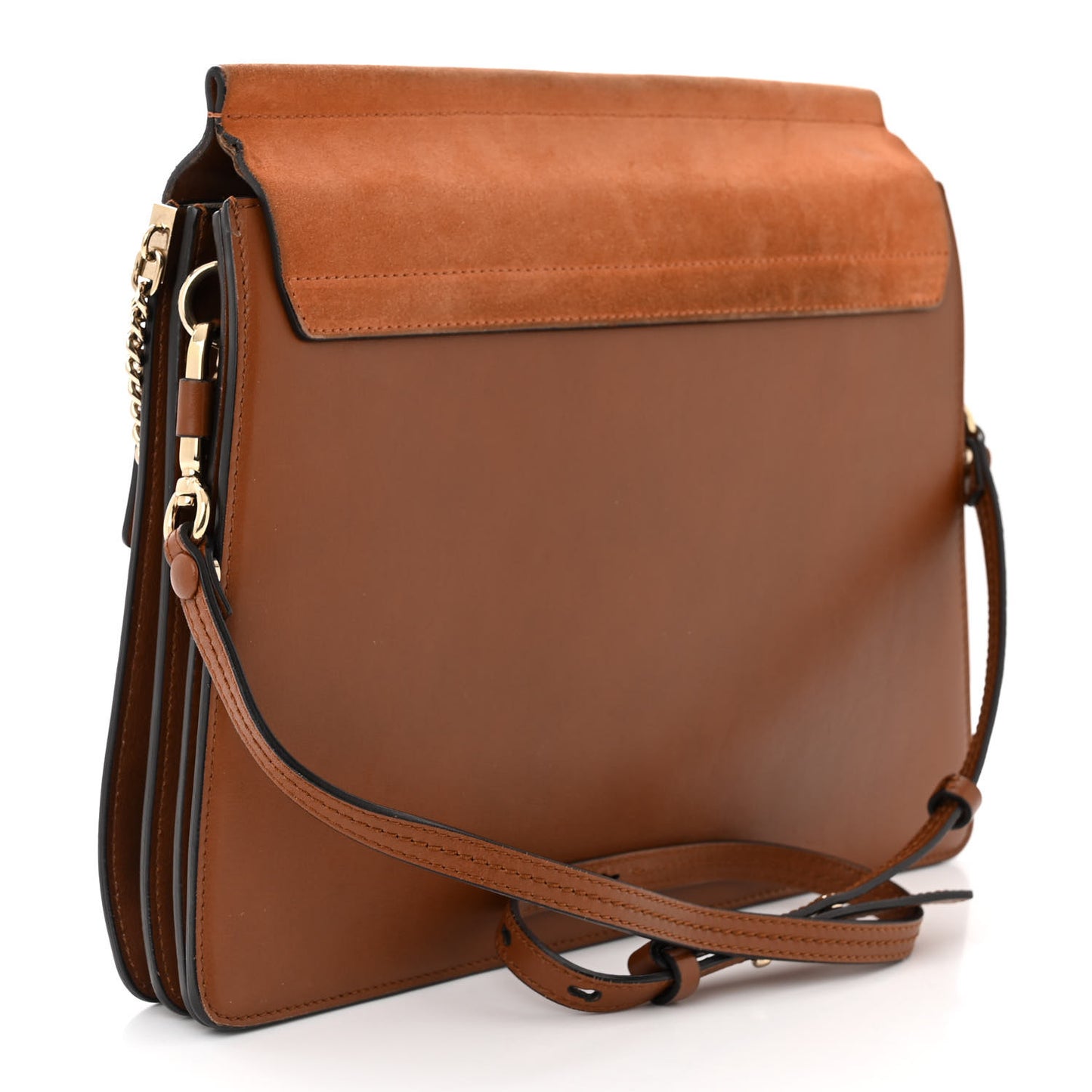 Suede Calfskin Medium Faye Shoulder Bag Tobacco