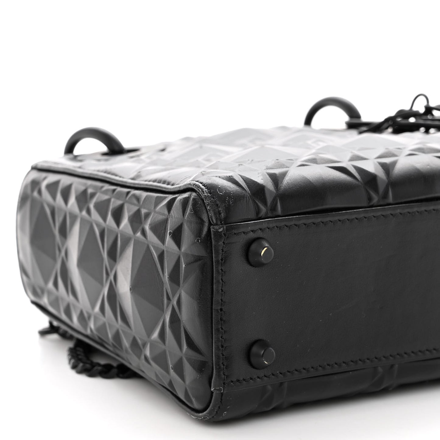 Calfskin Diamond Cannage Mini Lady Dior Black