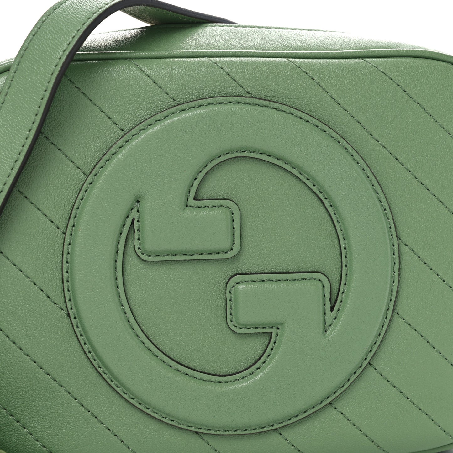 Sakai Be Green Calfskin Diagonal Stitched Small Blondie Shoulder Bag Green Soil Grass