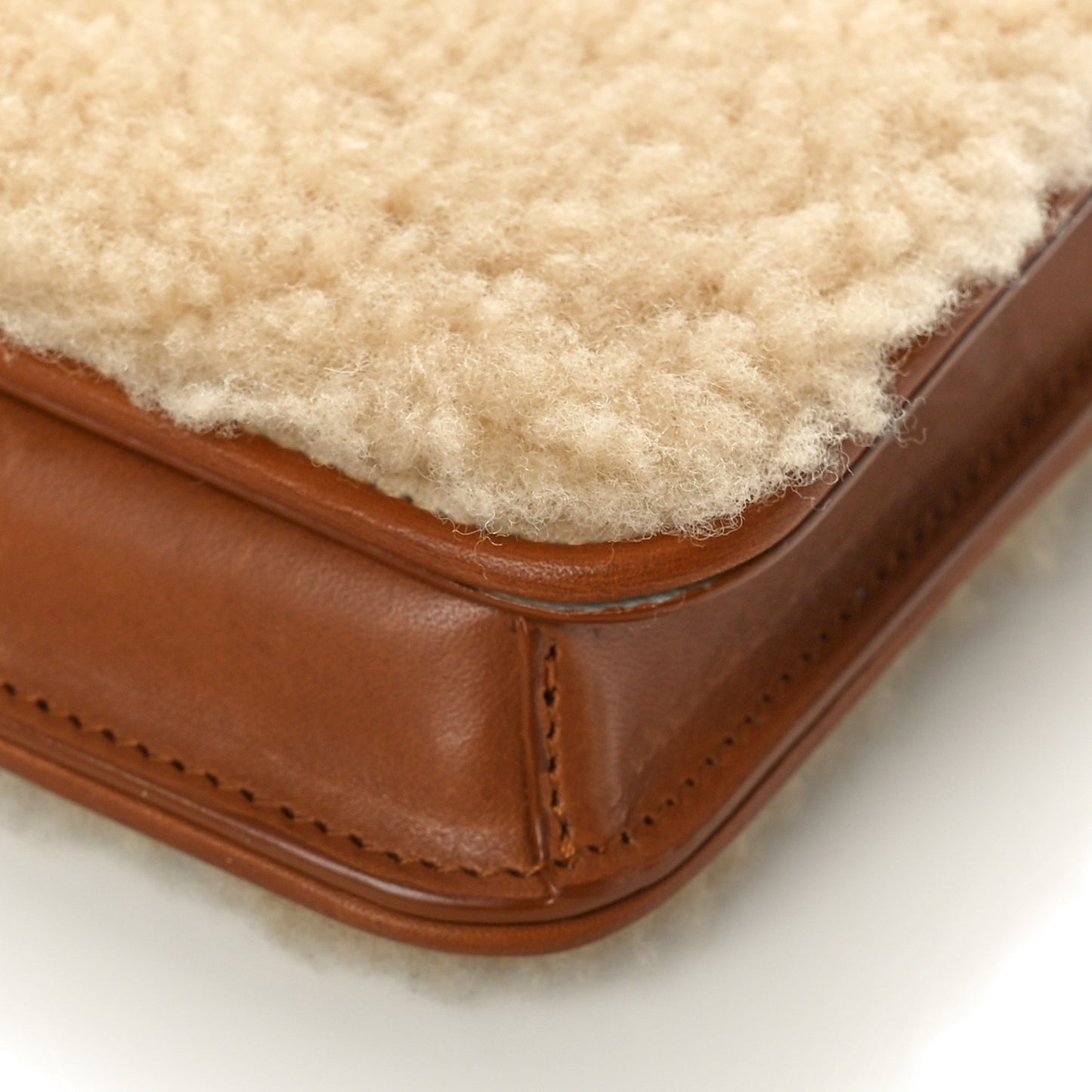 Shearling Monogram Phone Holder Crossbody Brown