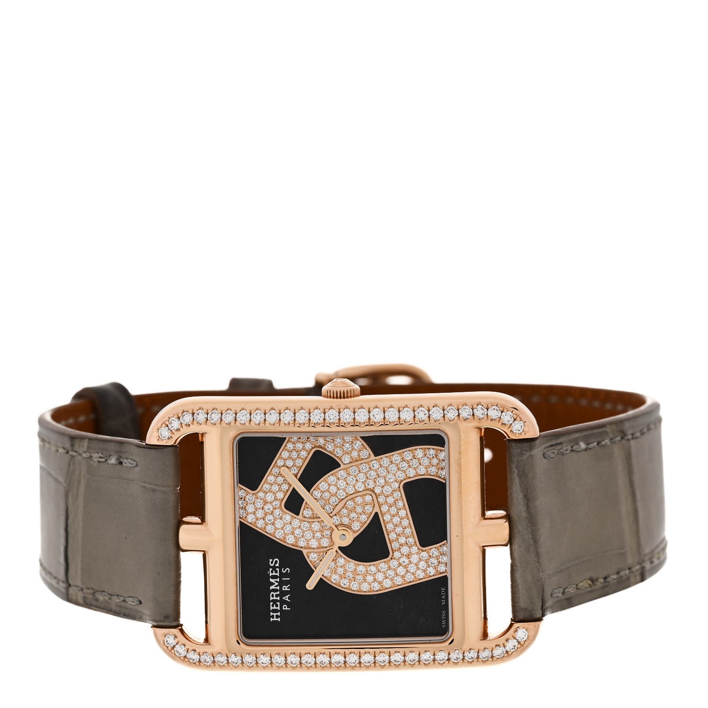 18K Rose Gold Alligator Diamond Bezel 29mm Cape Cod Chaine d'Ancre Joaillier Quartz Watch Gris Perle