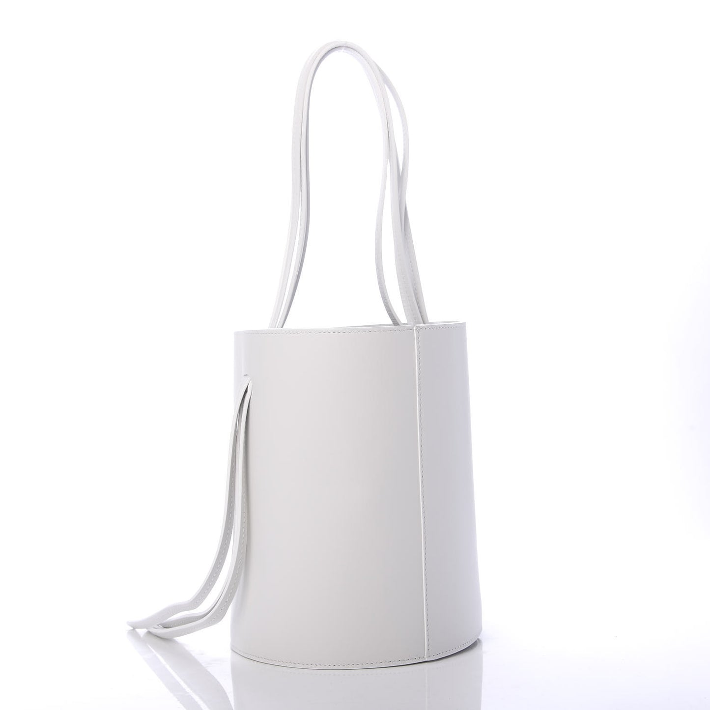 Calfskin Fringe Bucket Bag White