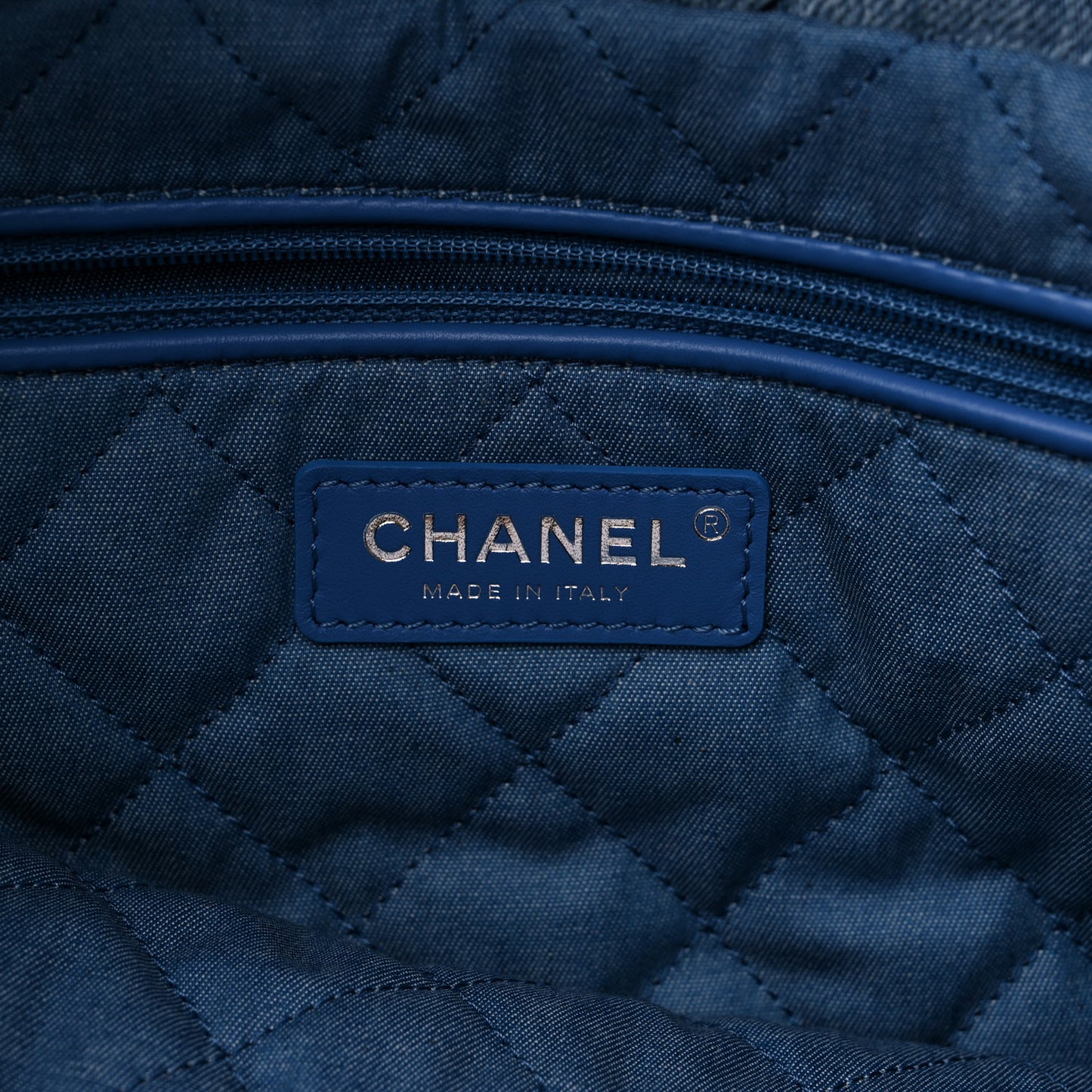 Denim Quilted Chanel 22 Blue