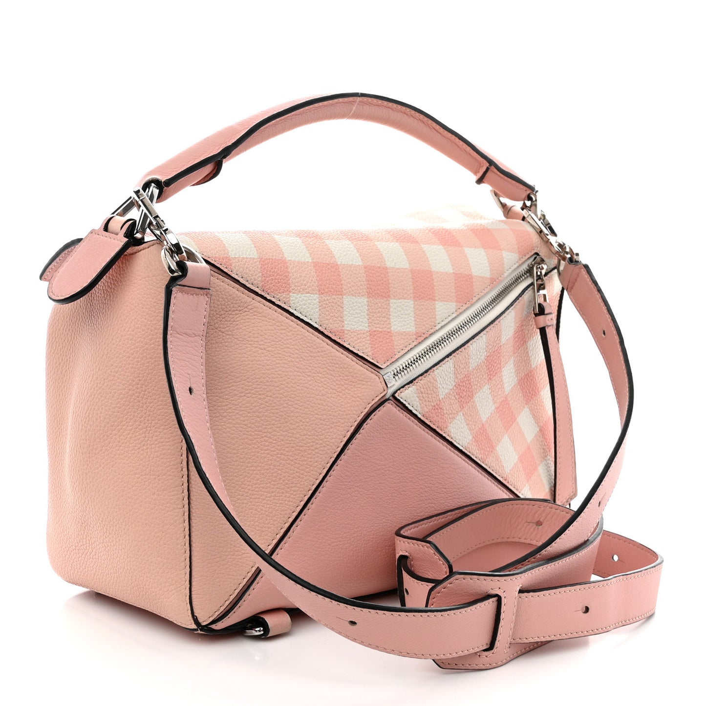 Calfskin Gingham Puzzle Bag Salom