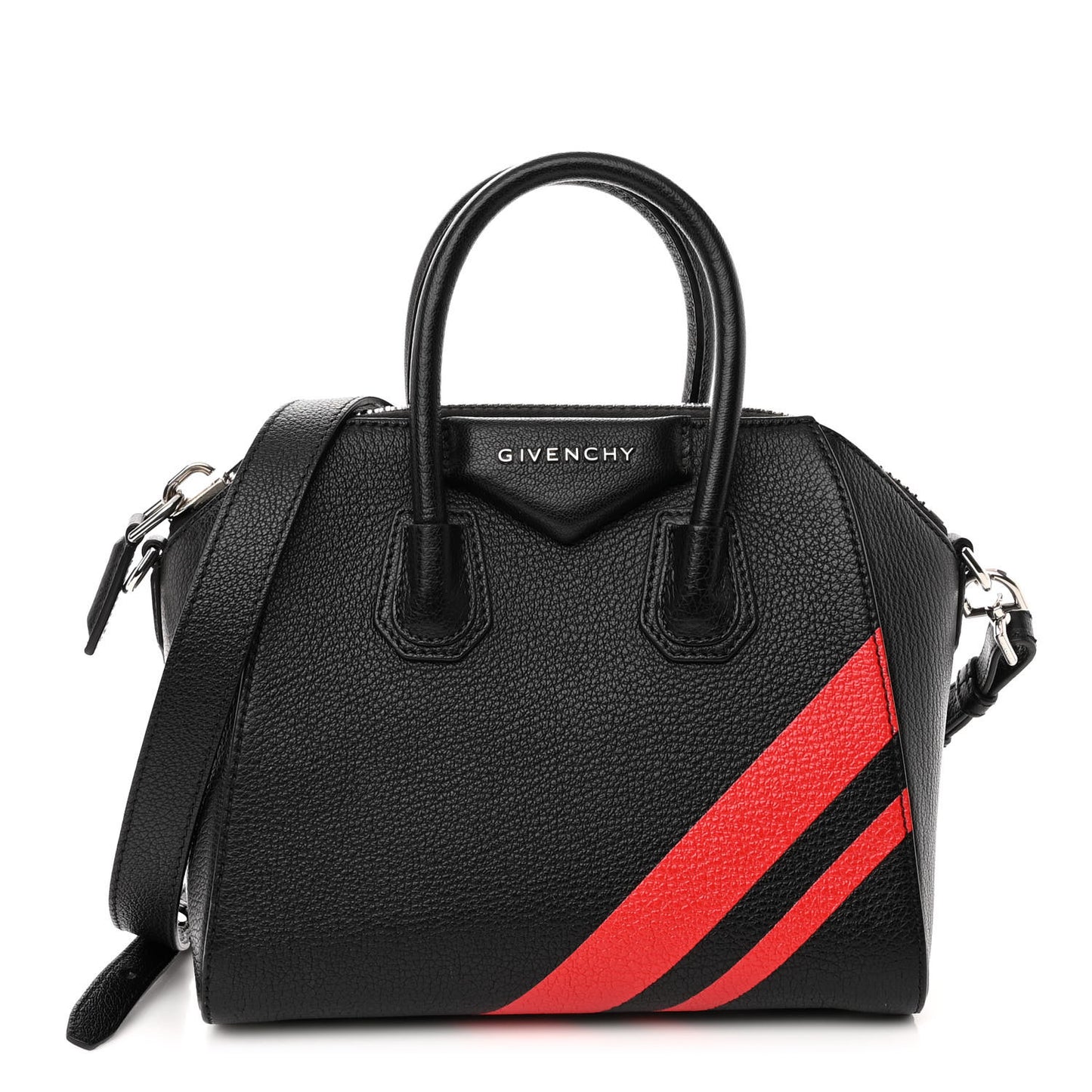 Sugar Goatskin Striped Mini Antigona Black