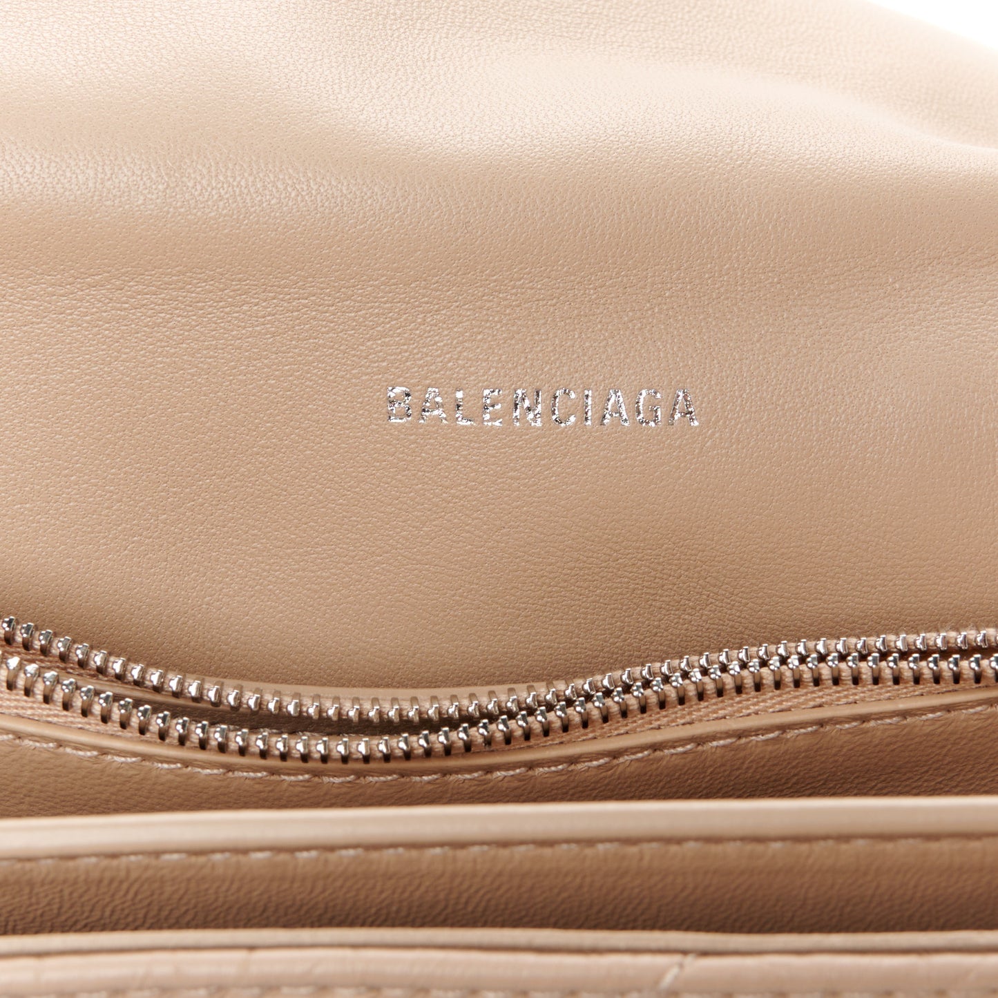 Crushed Calfskin Quilted Medium Crush Chain Bag Nude